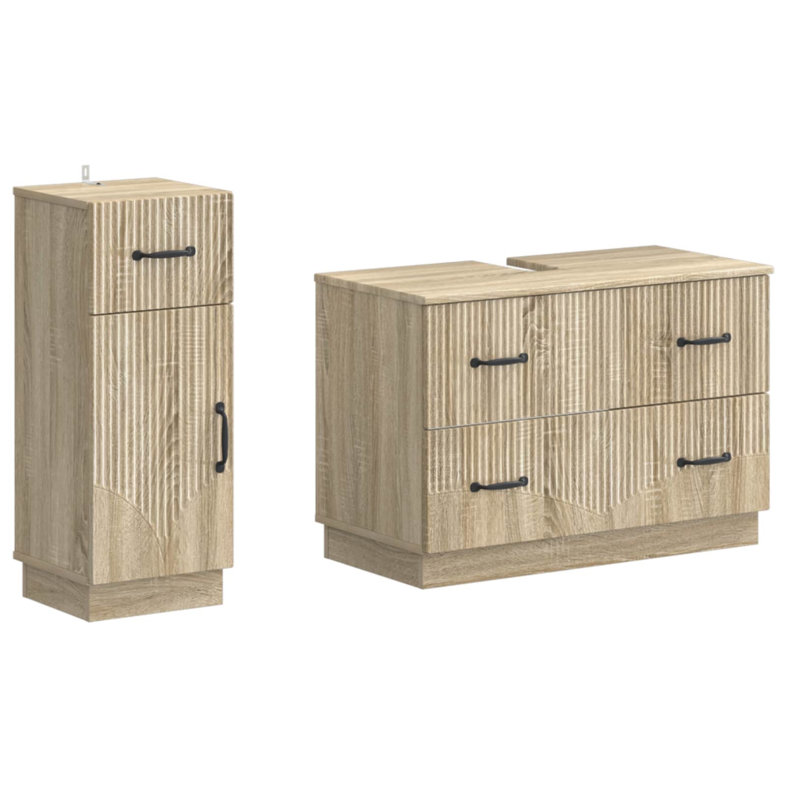 2-delige Badkamerkast Set HOORN Sonoma Eiken Bewerkt hout is nu te koop bij PeponiXL, paradijselijk wonen!