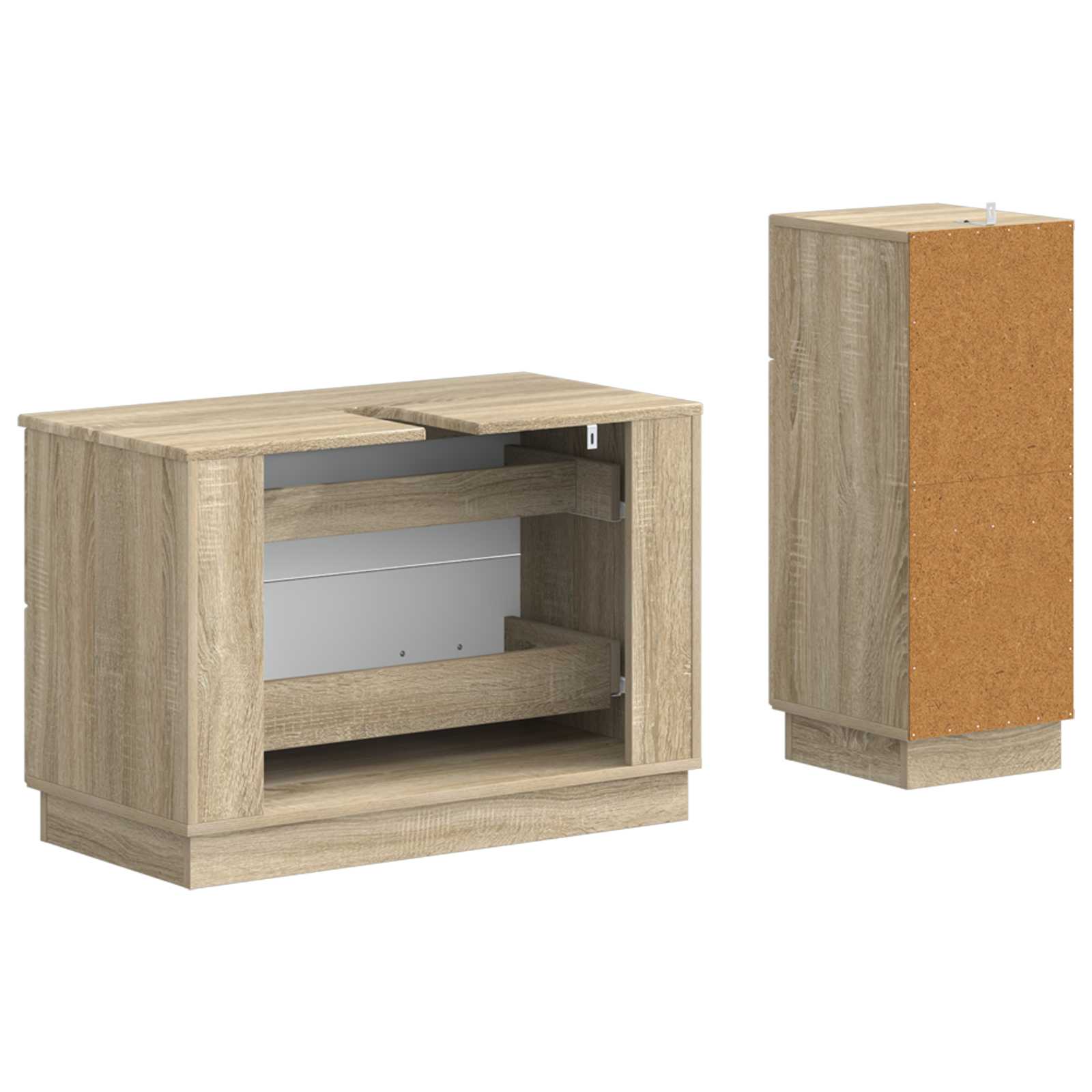 2-delige Badkamerkast Set HOORN Sonoma Eiken Bewerkt hout is nu te koop bij PeponiXL, paradijselijk wonen!
