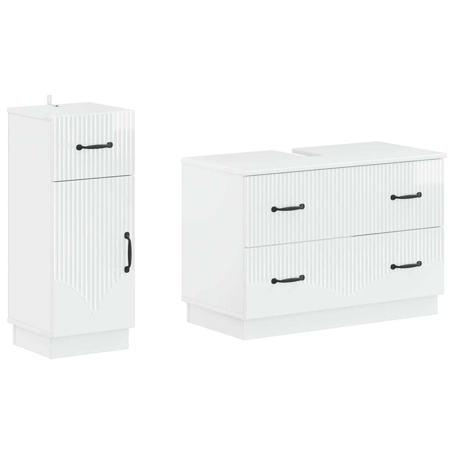 2-delige Badkamerkast Set HOORN Hoogglans Wit Bewerkt hout is nu te koop bij PeponiXL, paradijselijk wonen!