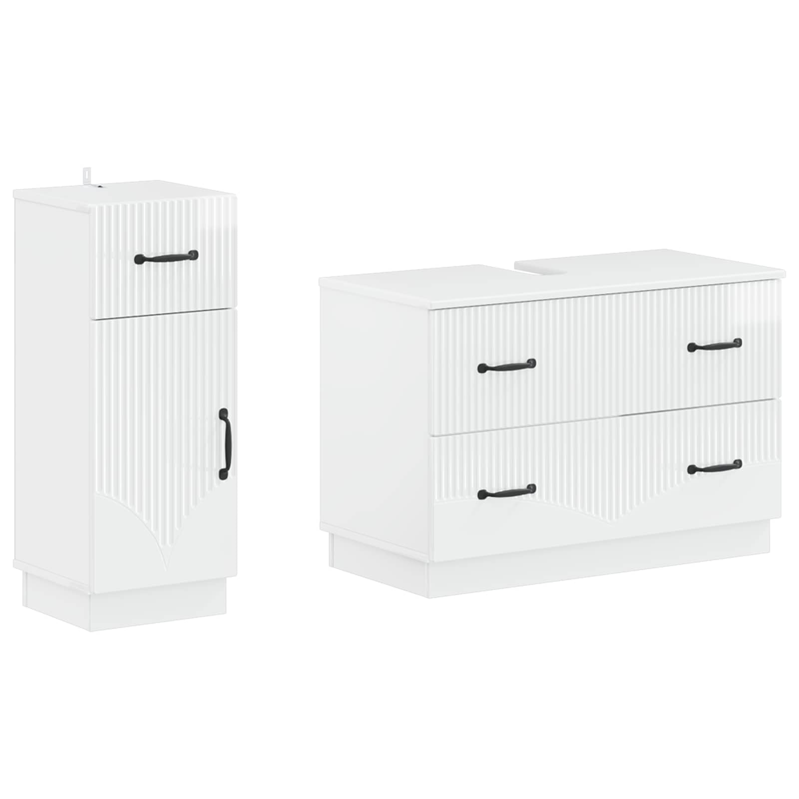 2-delige Badkamerkast Set HOORN Hoogglans Wit Bewerkt hout is nu te koop bij PeponiXL, paradijselijk wonen!