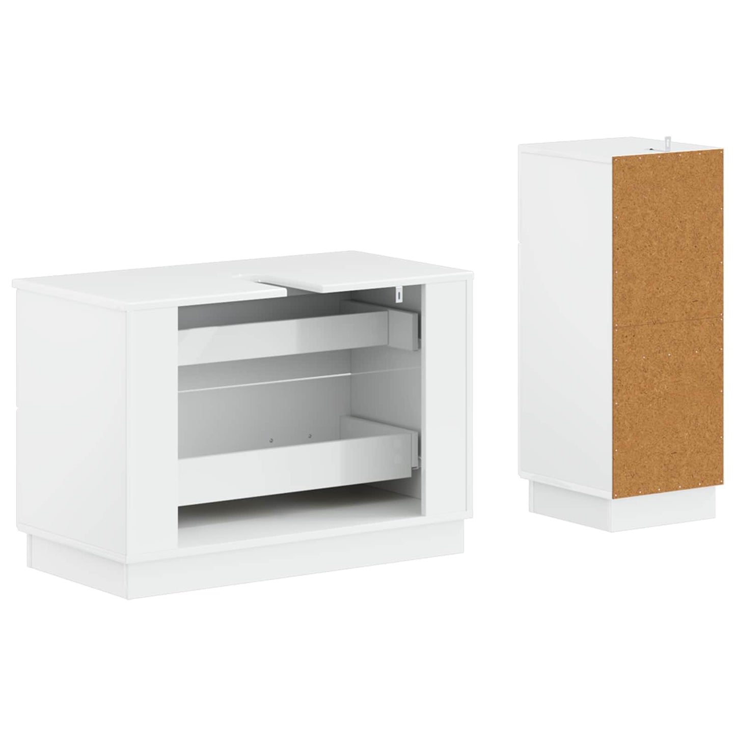 2-delige Badkamerkast Set HOORN Hoogglans Wit Bewerkt hout is nu te koop bij PeponiXL, paradijselijk wonen!