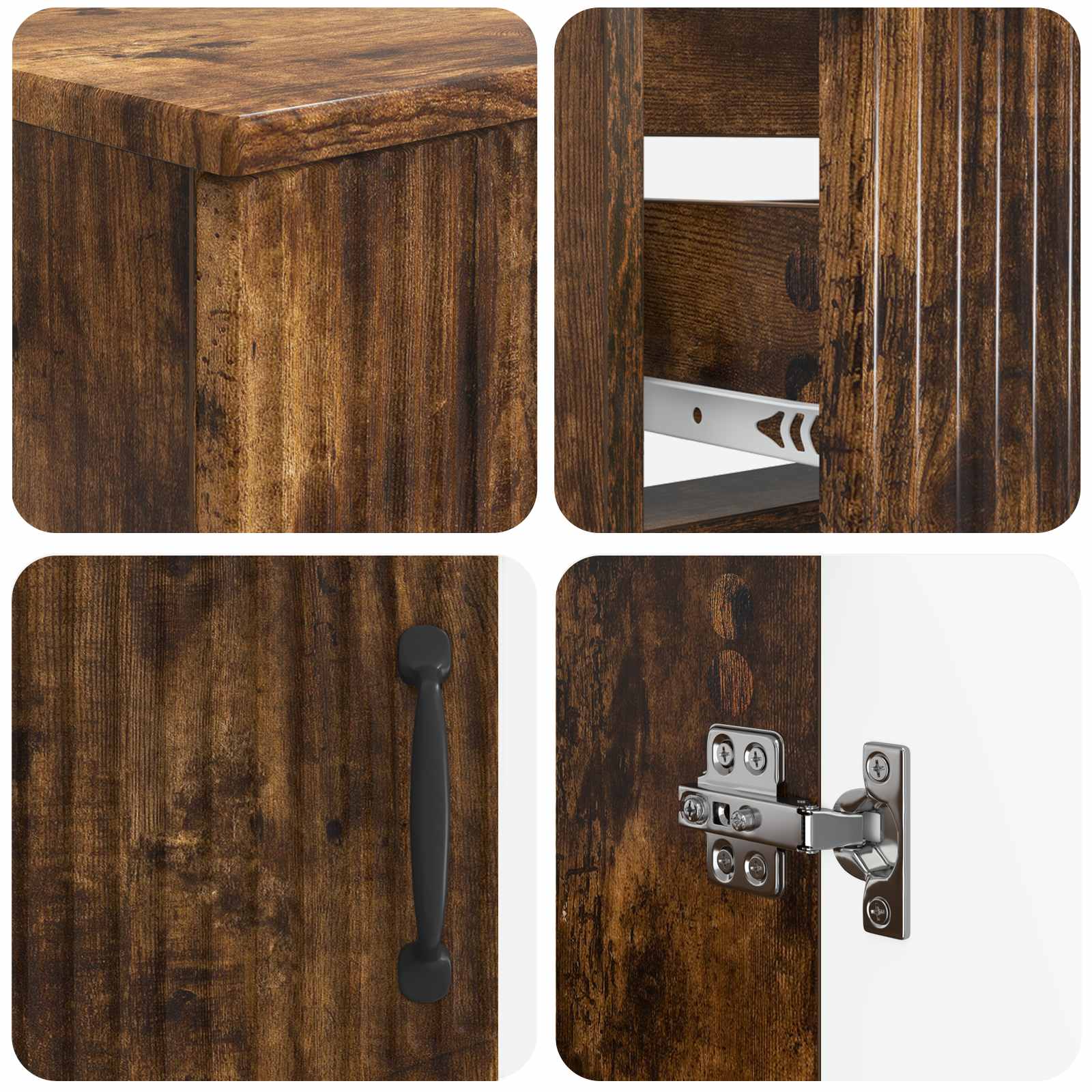 2-delige Badkamerkast Set HOORN Gerookt eiken Bewerkt hout is nu te koop bij PeponiXL, paradijselijk wonen!