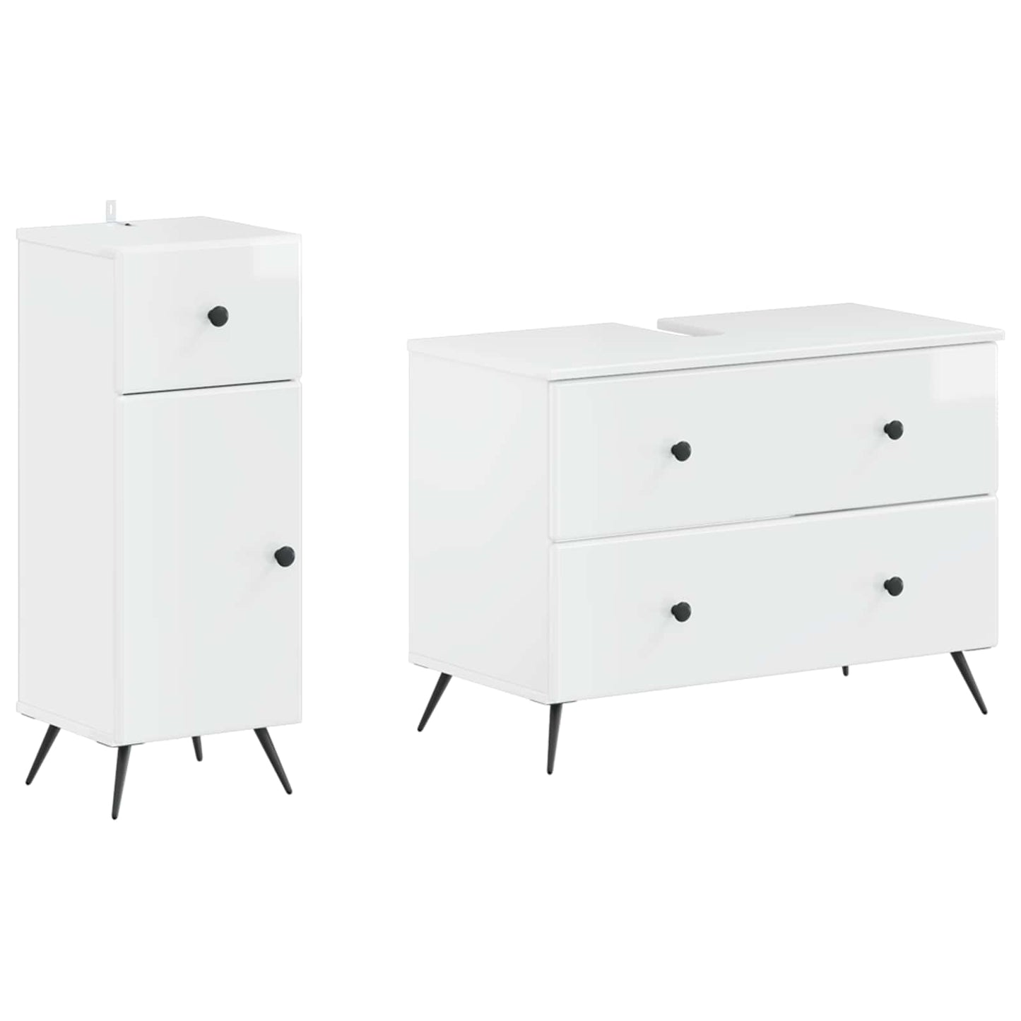 2-delige Badkamerkast Set BREDA Hoogglans Wit Bewerkt hout is nu te koop bij PeponiXL, paradijselijk wonen!