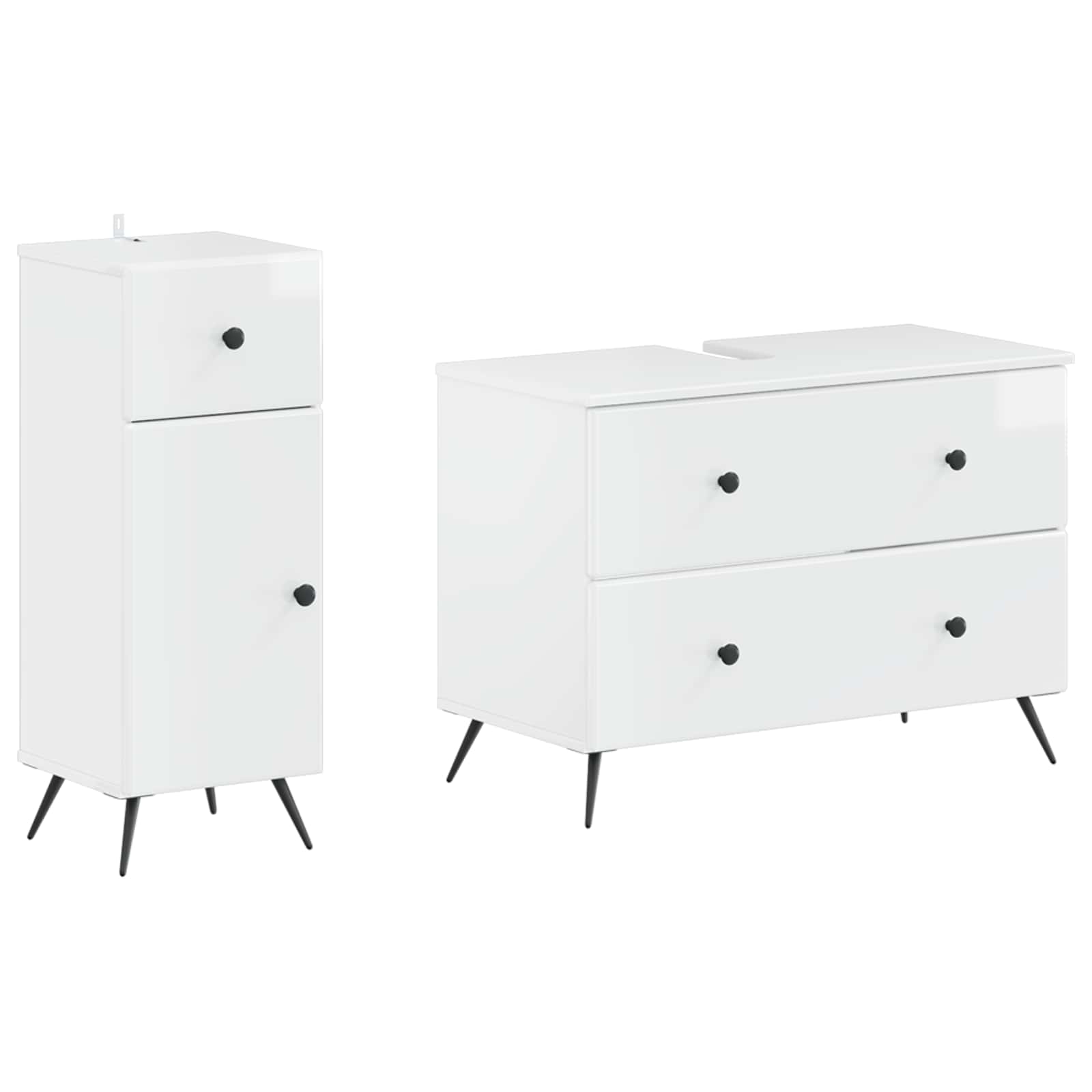2-delige Badkamerkast Set BREDA Hoogglans Wit Bewerkt hout is nu te koop bij PeponiXL, paradijselijk wonen!
