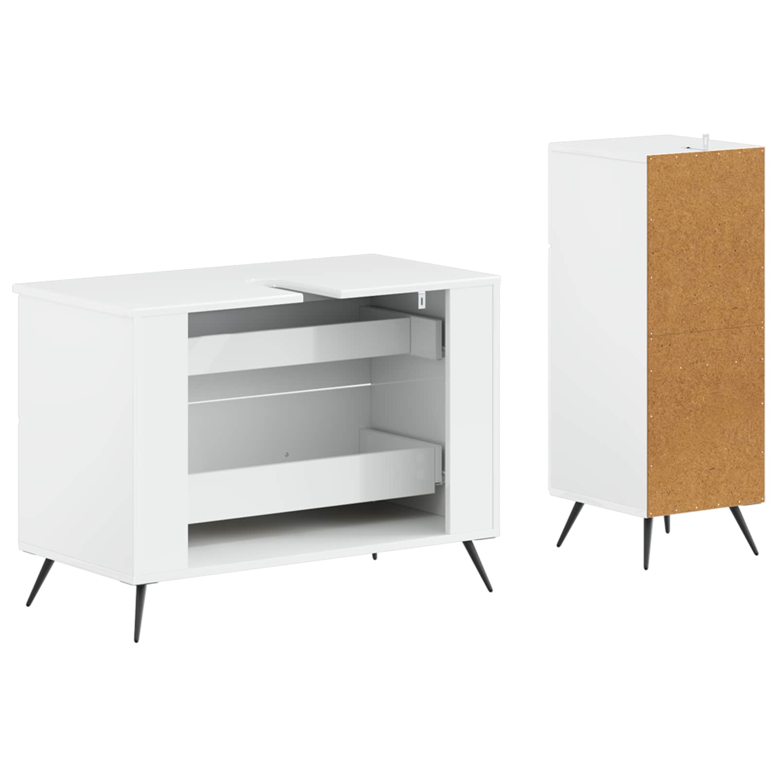 2-delige Badkamerkast Set BREDA Hoogglans Wit Bewerkt hout is nu te koop bij PeponiXL, paradijselijk wonen!
