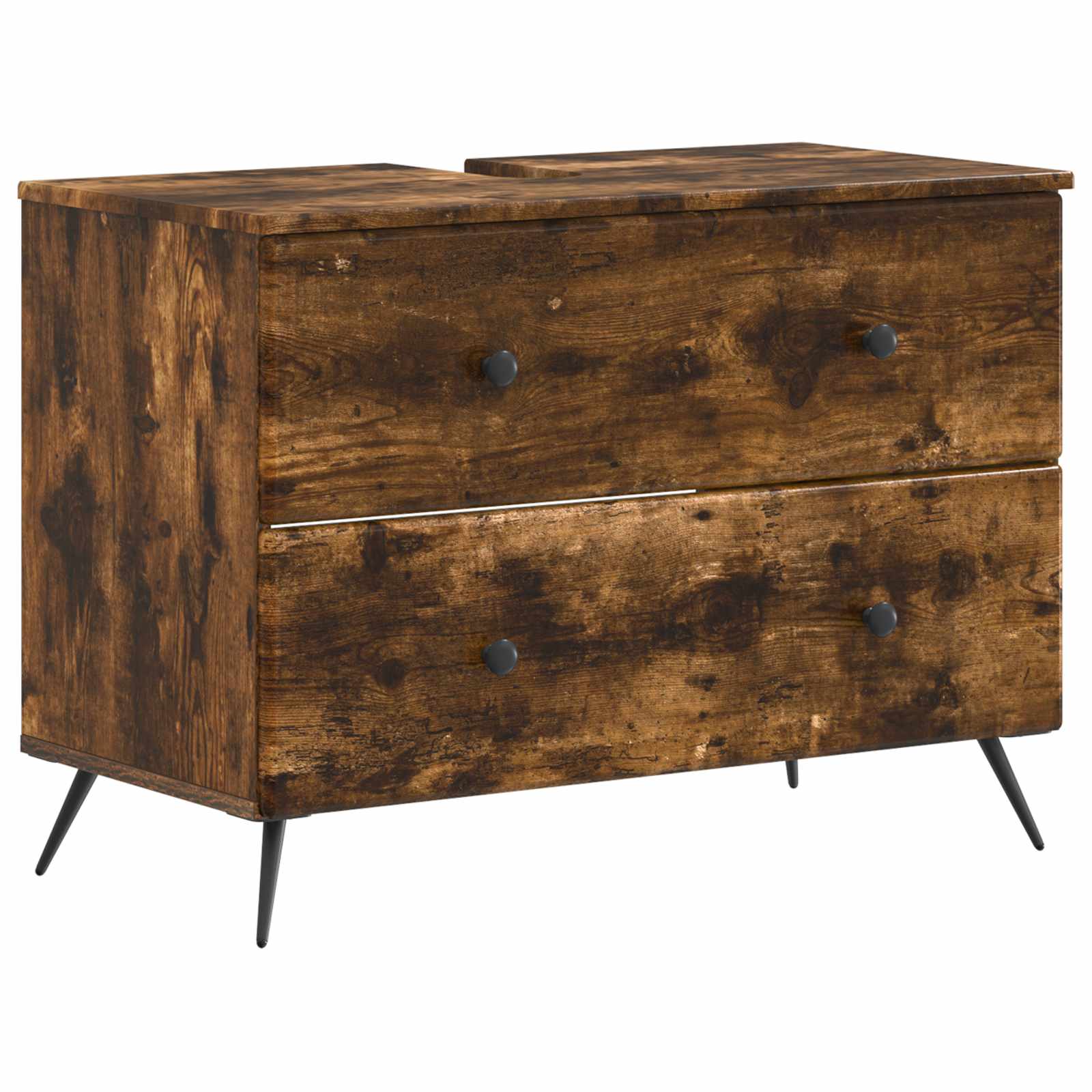 2-delige Badkamerkast Set BREDA Gerookt eiken Bewerkt hout is nu te koop bij PeponiXL, paradijselijk wonen!