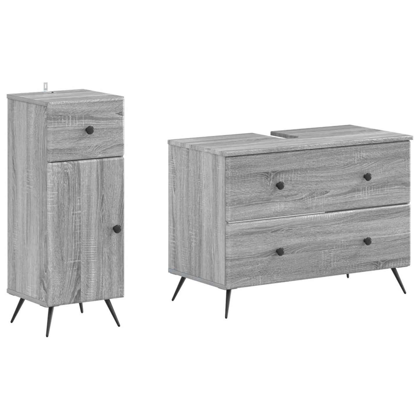 2-delige Badkamerkast Set BREDA Grijs Sonoma Bewerkt hout is nu te koop bij PeponiXL, paradijselijk wonen!