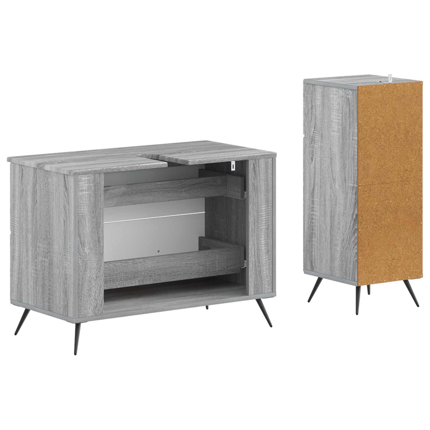 2-delige Badkamerkast Set BREDA Grijs Sonoma Bewerkt hout is nu te koop bij PeponiXL, paradijselijk wonen!