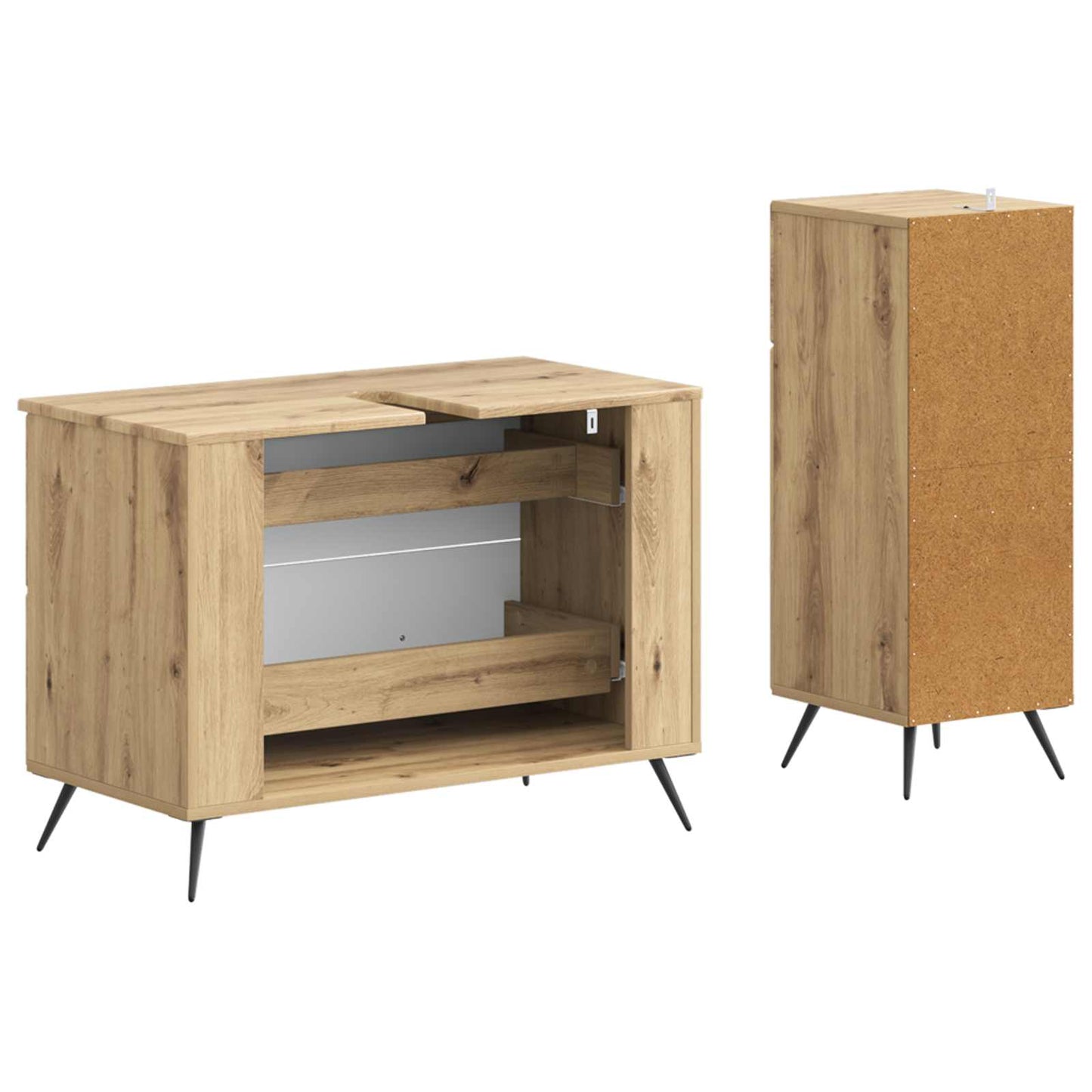 2-delige Badkamerkast Set BREDA Artisanaal eiken Bewerkt hout is nu te koop bij PeponiXL, paradijselijk wonen!