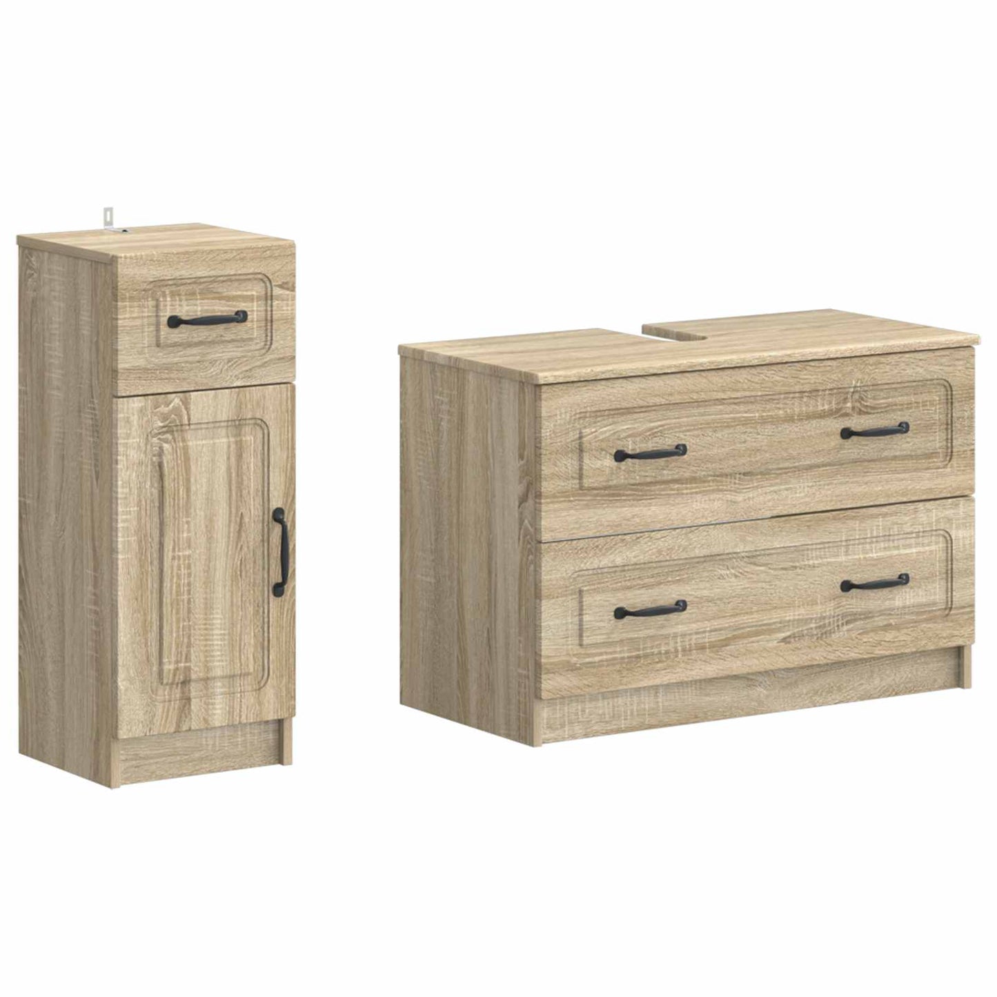 2-delige Badkamerkast Set UTRECHT Sonoma Eiken Bewerkt hout is nu te koop bij PeponiXL, paradijselijk wonen!