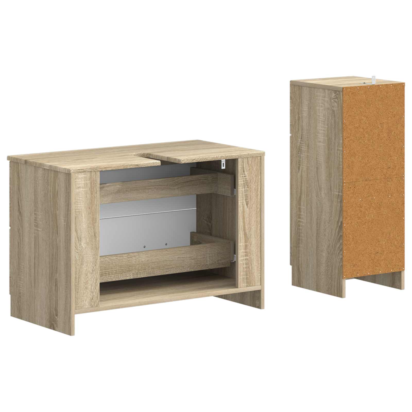 2-delige Badkamerkast Set UTRECHT Sonoma Eiken Bewerkt hout is nu te koop bij PeponiXL, paradijselijk wonen!