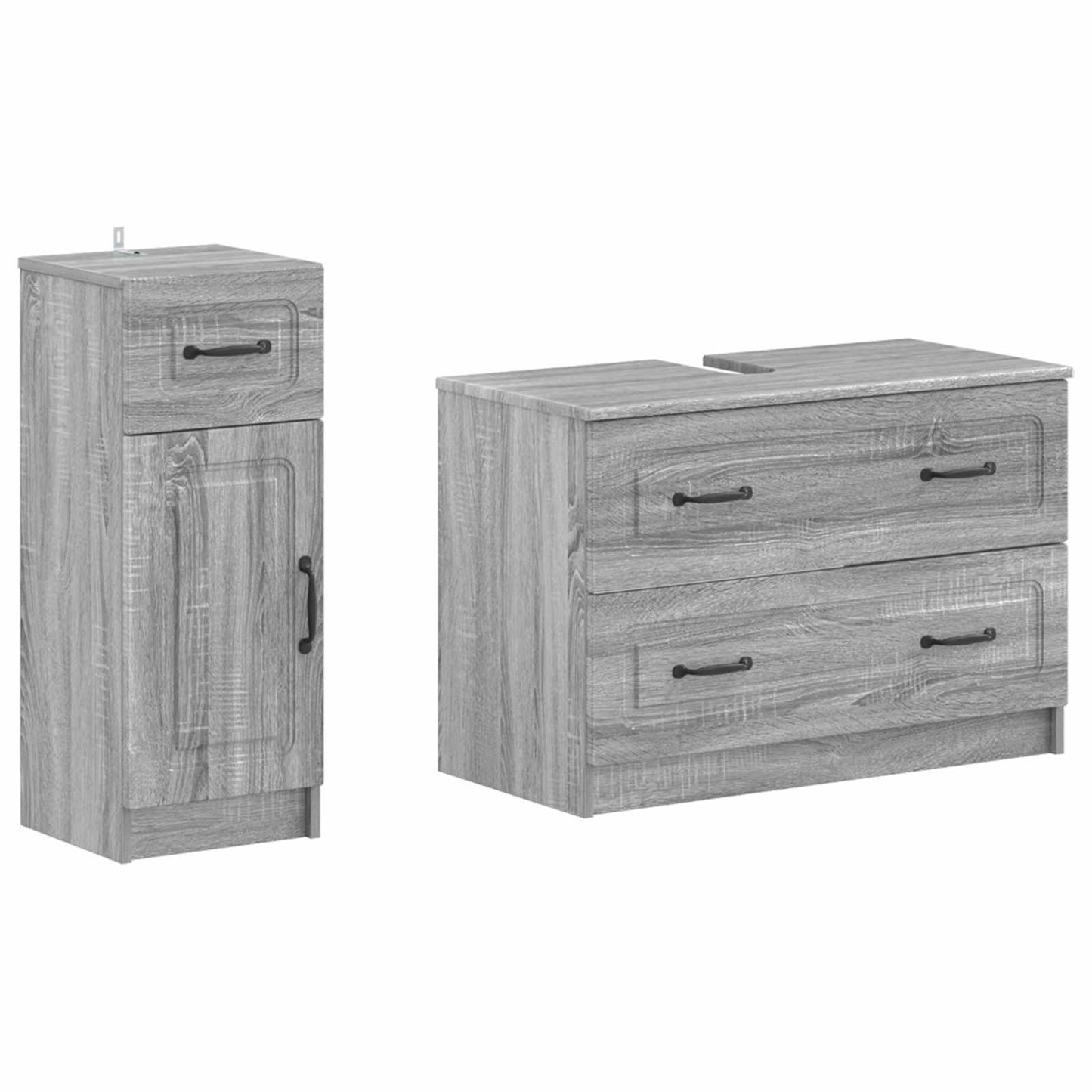 2-delige Badkamerkast Set UTRECHT Grijs Sonoma Bewerkt hout is nu te koop bij PeponiXL, paradijselijk wonen!