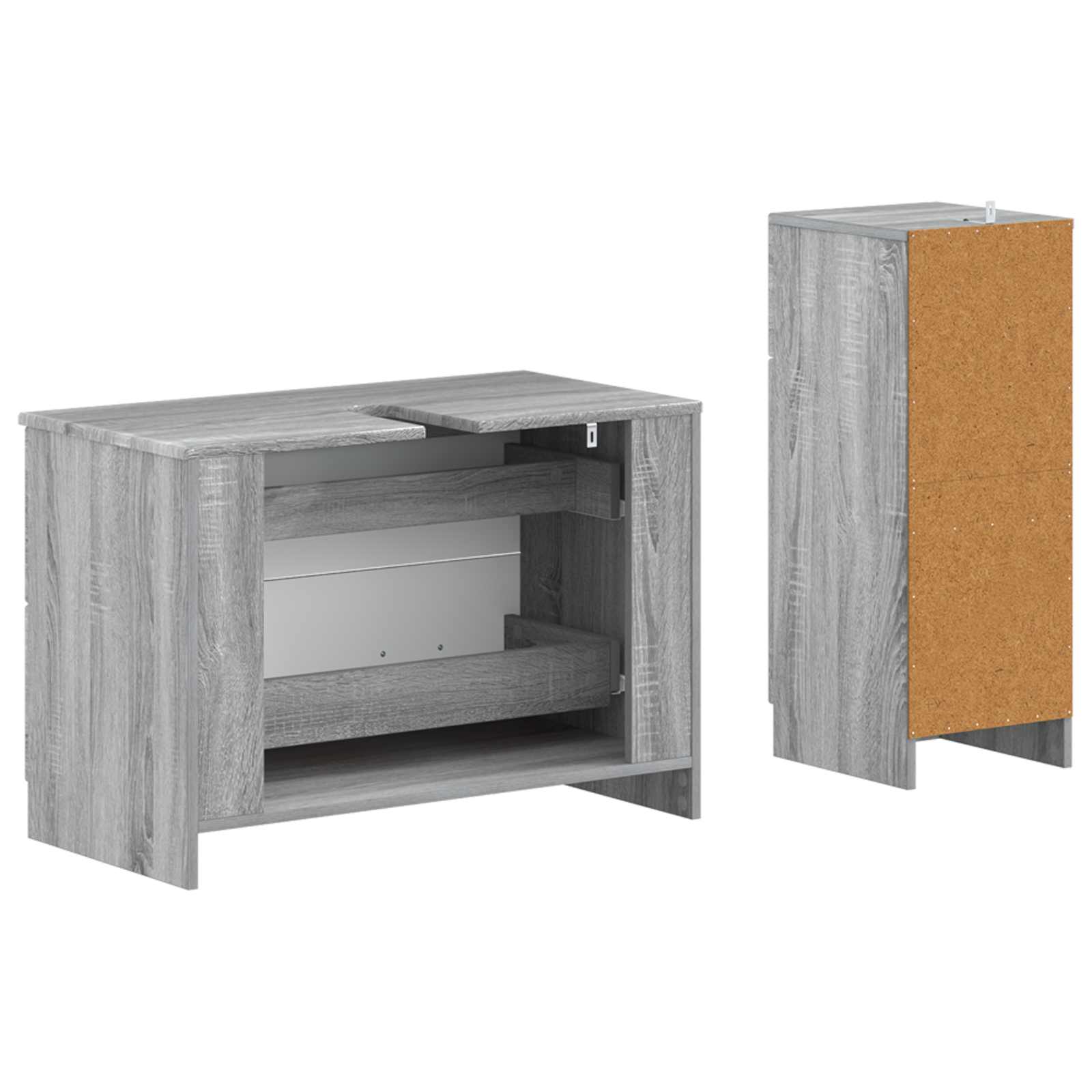2-delige Badkamerkast Set UTRECHT Grijs Sonoma Bewerkt hout is nu te koop bij PeponiXL, paradijselijk wonen!