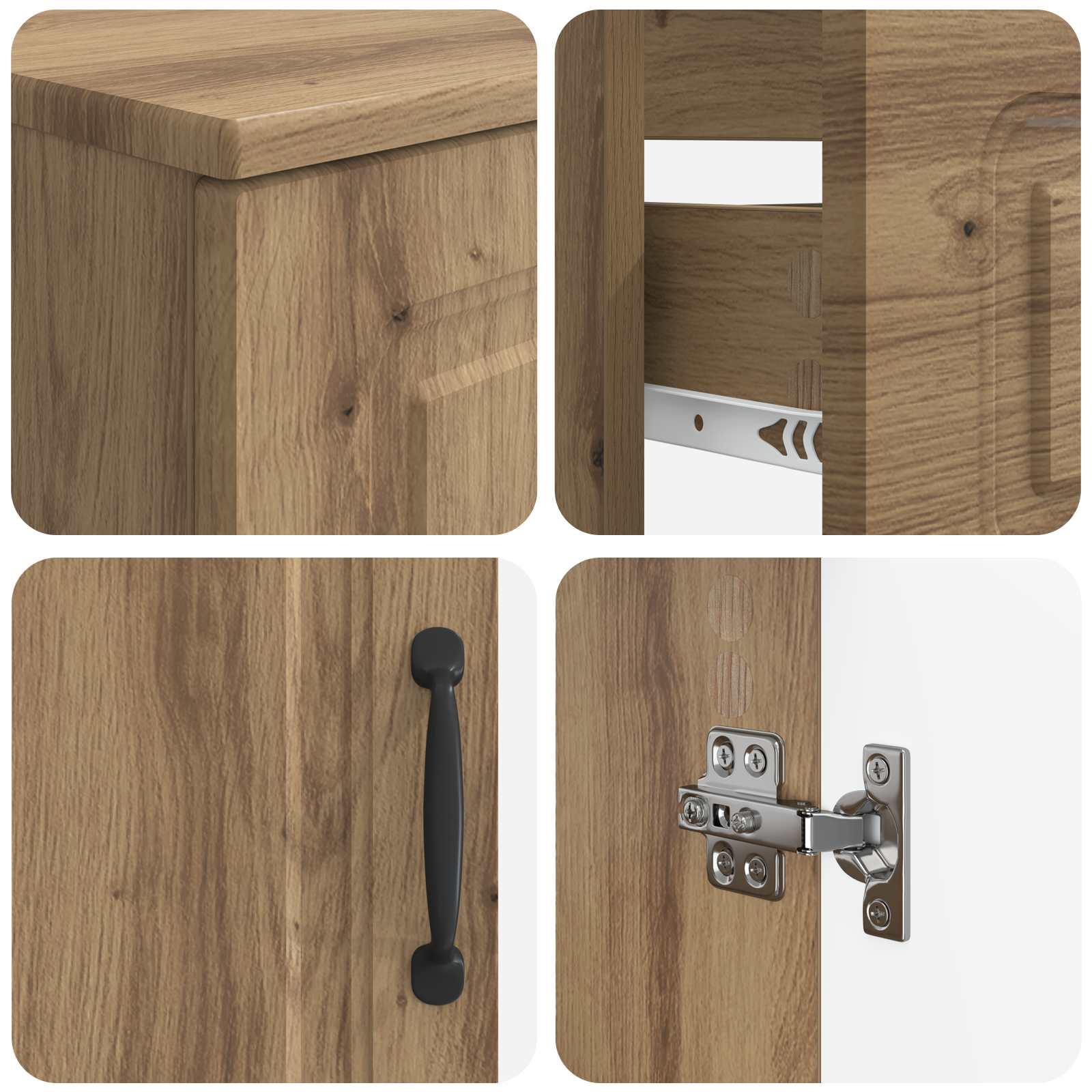 2-delige Badkamerkast Set UTRECHT Artisanaal eiken Bewerkt hout is nu te koop bij PeponiXL, paradijselijk wonen!