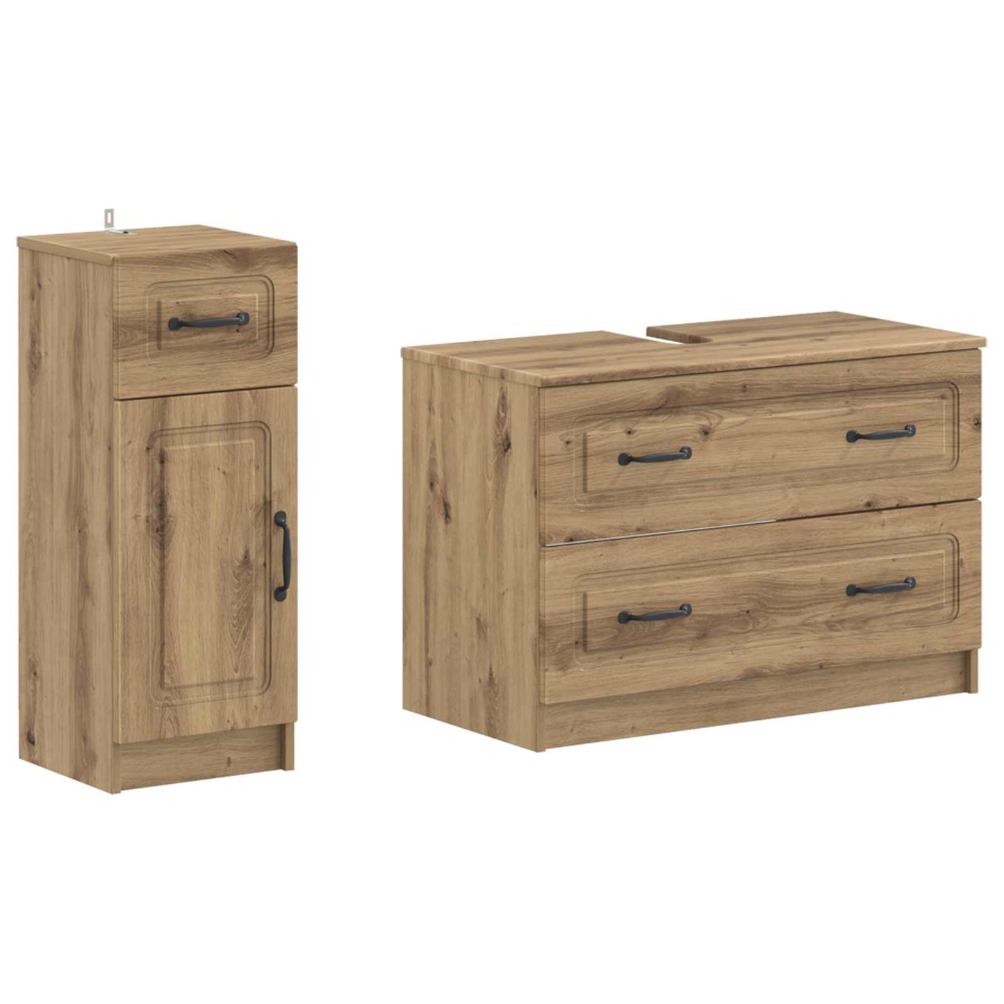 2-delige Badkamerkast Set UTRECHT Artisanaal eiken Bewerkt hout is nu te koop bij PeponiXL, paradijselijk wonen!