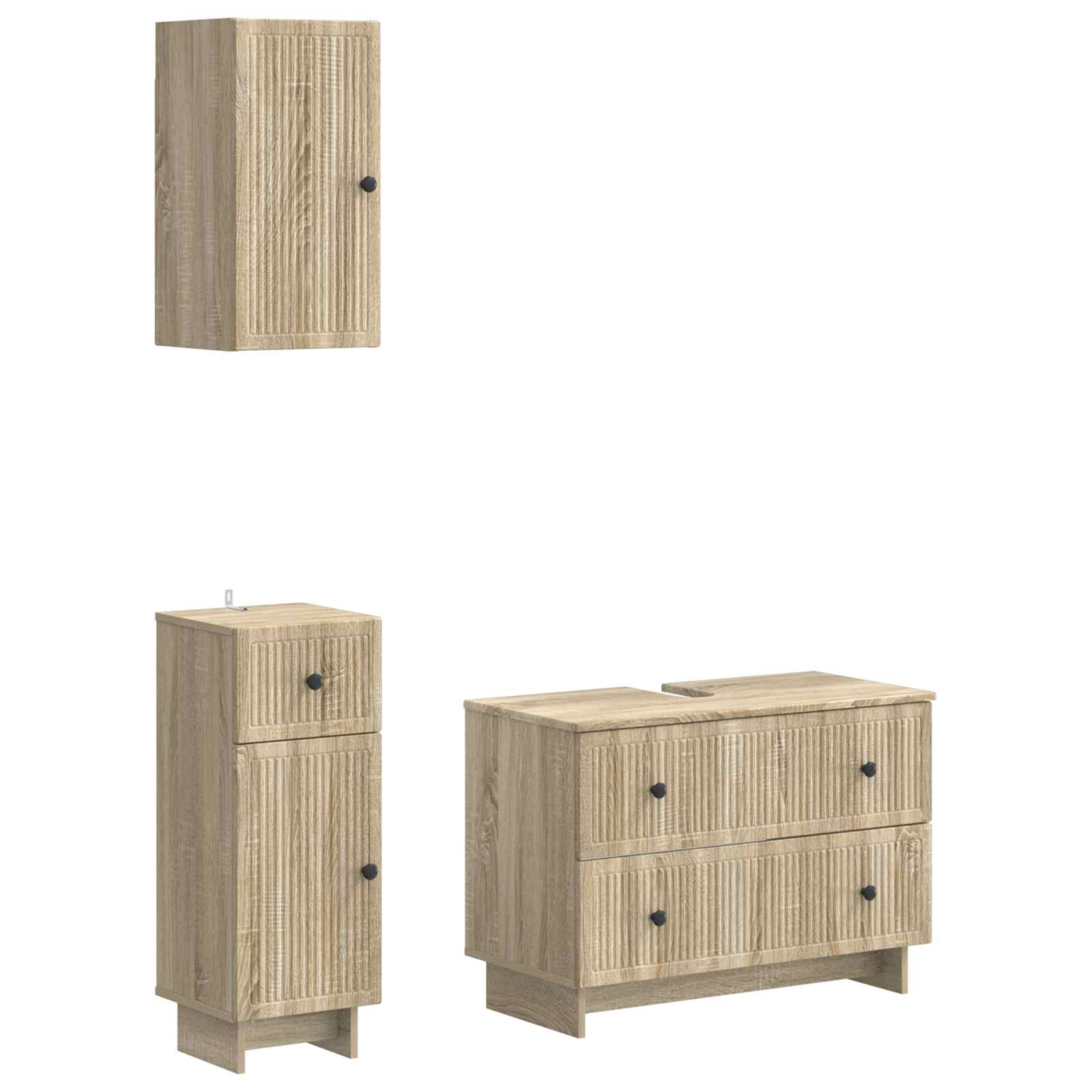 3-delige badkamerkast set EDE Sonoma Eiken Bewerkt hout is nu te koop bij PeponiXL, paradijselijk wonen!