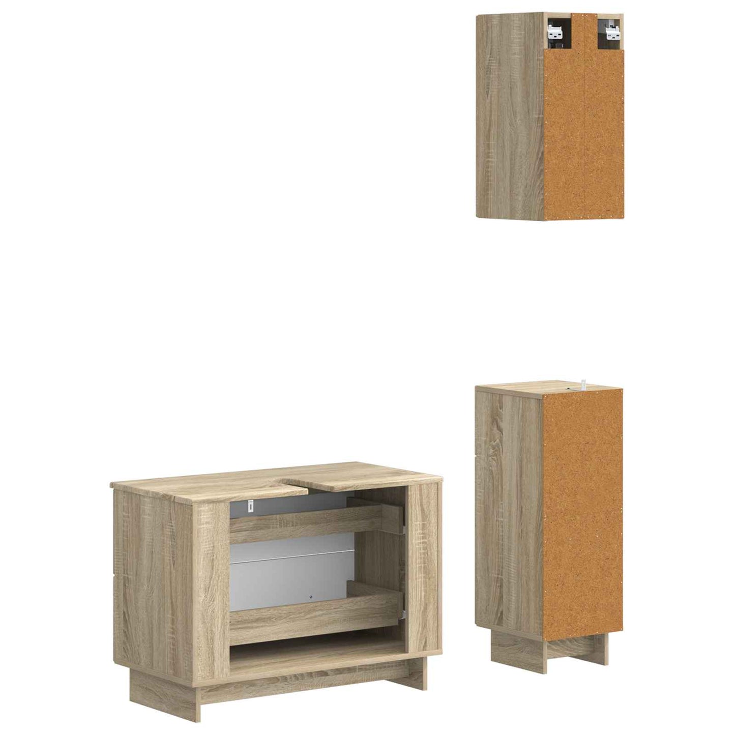 3-delige badkamerkast set EDE Sonoma Eiken Bewerkt hout is nu te koop bij PeponiXL, paradijselijk wonen!
