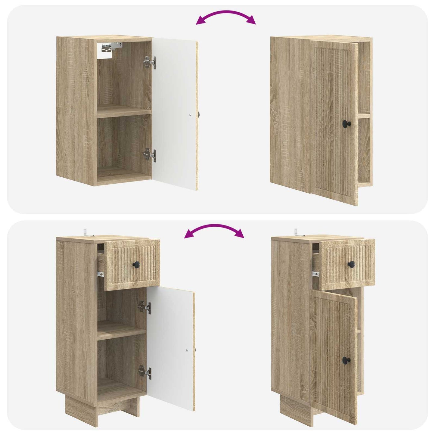 3-delige badkamerkast set EDE Sonoma Eiken Bewerkt hout is nu te koop bij PeponiXL, paradijselijk wonen!