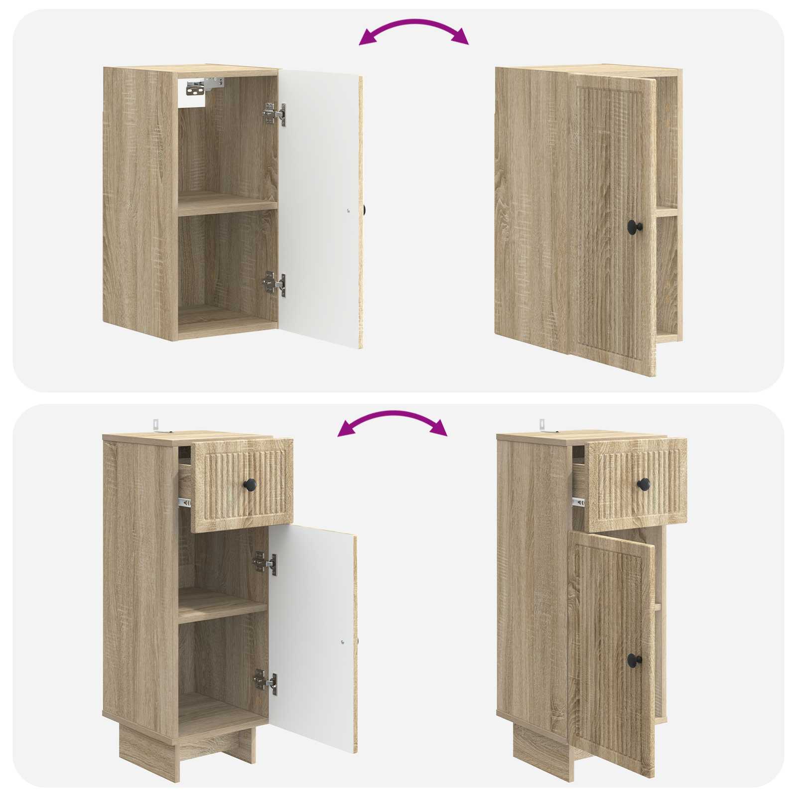 3-delige badkamerkast set EDE Sonoma Eiken Bewerkt hout is nu te koop bij PeponiXL, paradijselijk wonen!