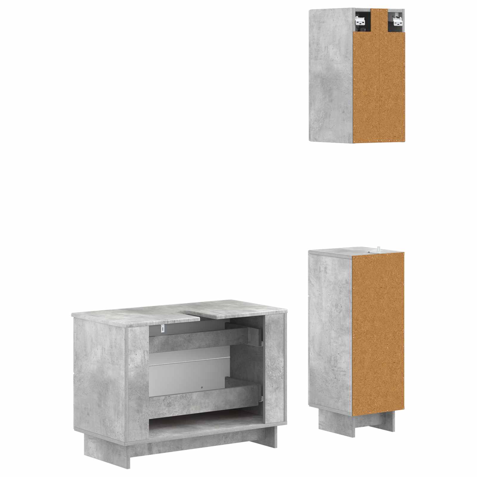 3-delige badkamerkast set EDE Betongrijs Bewerkt hout is nu te koop bij PeponiXL, paradijselijk wonen!