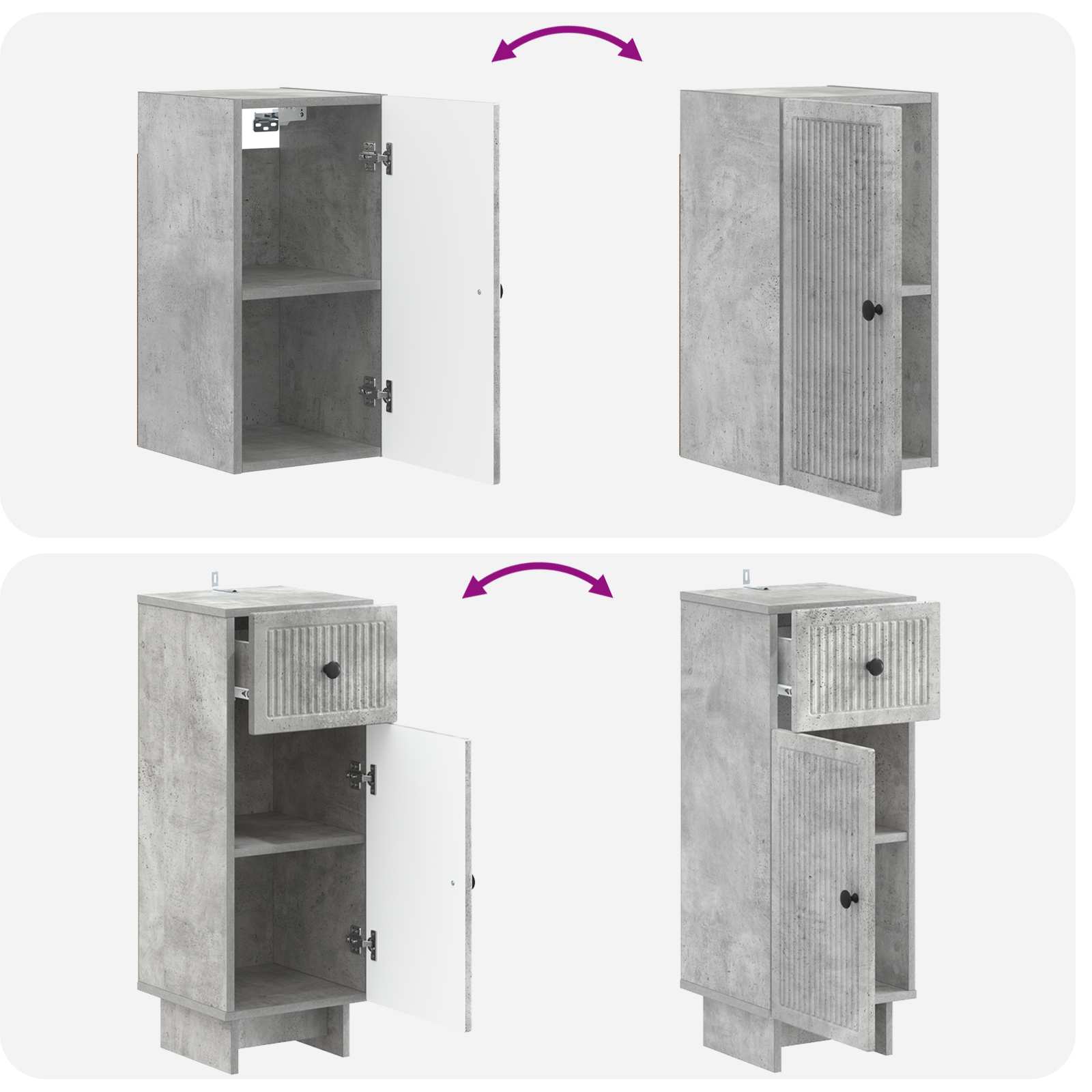 3-delige badkamerkast set EDE Betongrijs Bewerkt hout is nu te koop bij PeponiXL, paradijselijk wonen!