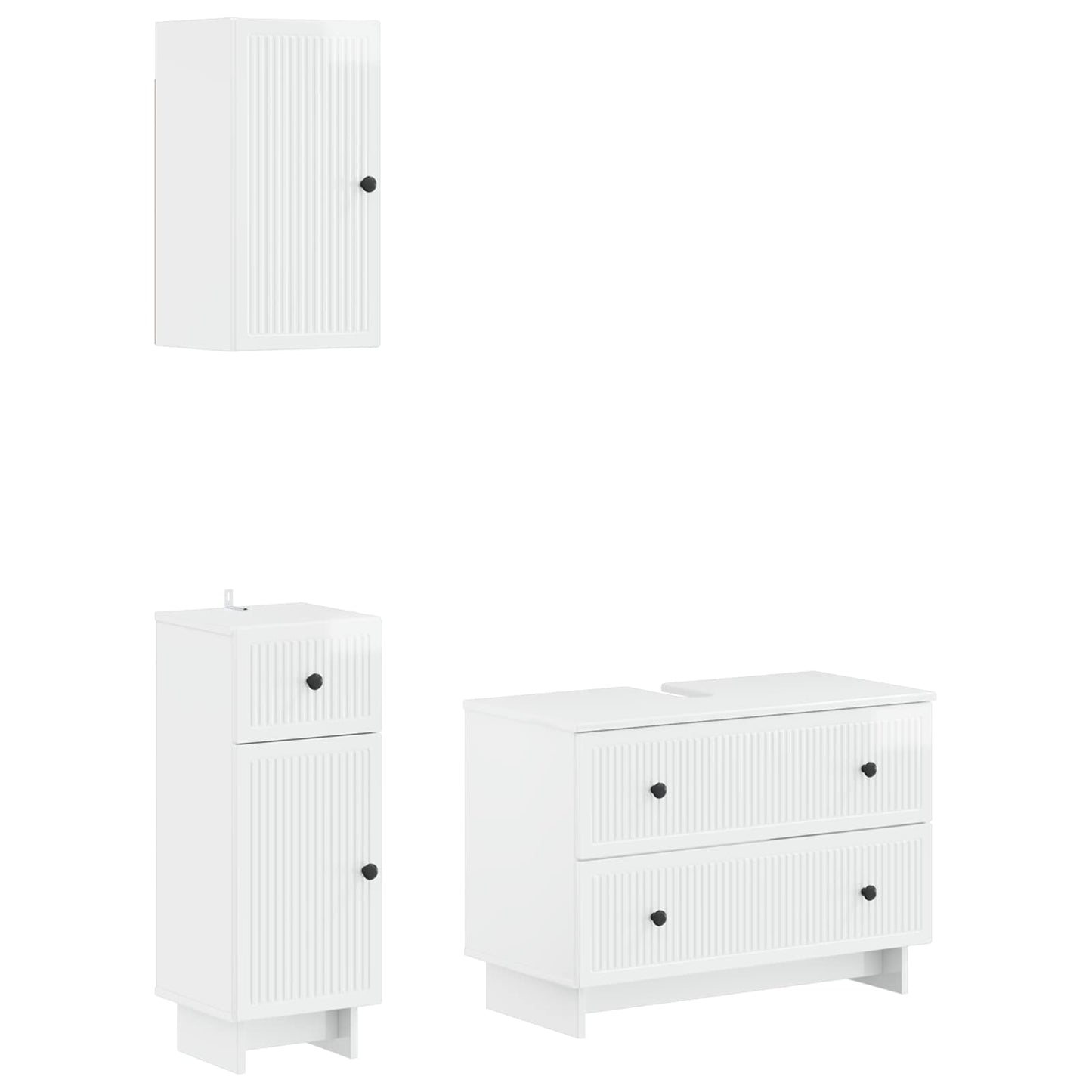3-delige badkamerkast set EDE Hoogglans Wit Bewerkt hout is nu te koop bij PeponiXL, paradijselijk wonen!