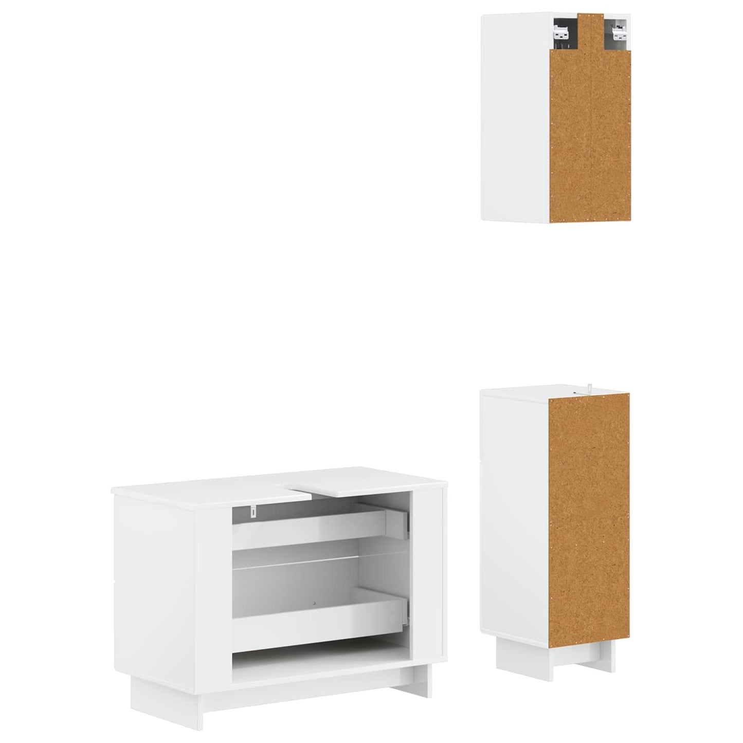 3-delige badkamerkast set EDE Hoogglans Wit Bewerkt hout is nu te koop bij PeponiXL, paradijselijk wonen!