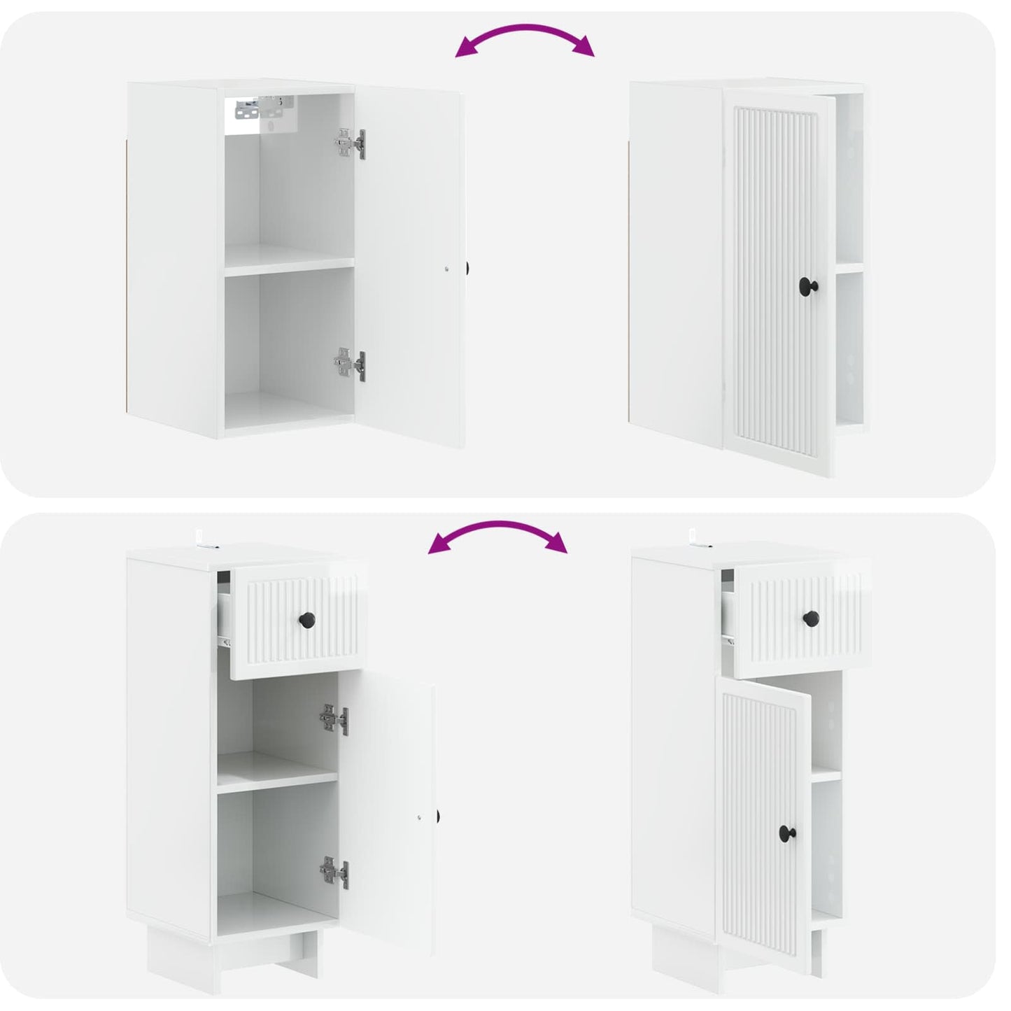 3-delige badkamerkast set EDE Hoogglans Wit Bewerkt hout is nu te koop bij PeponiXL, paradijselijk wonen!