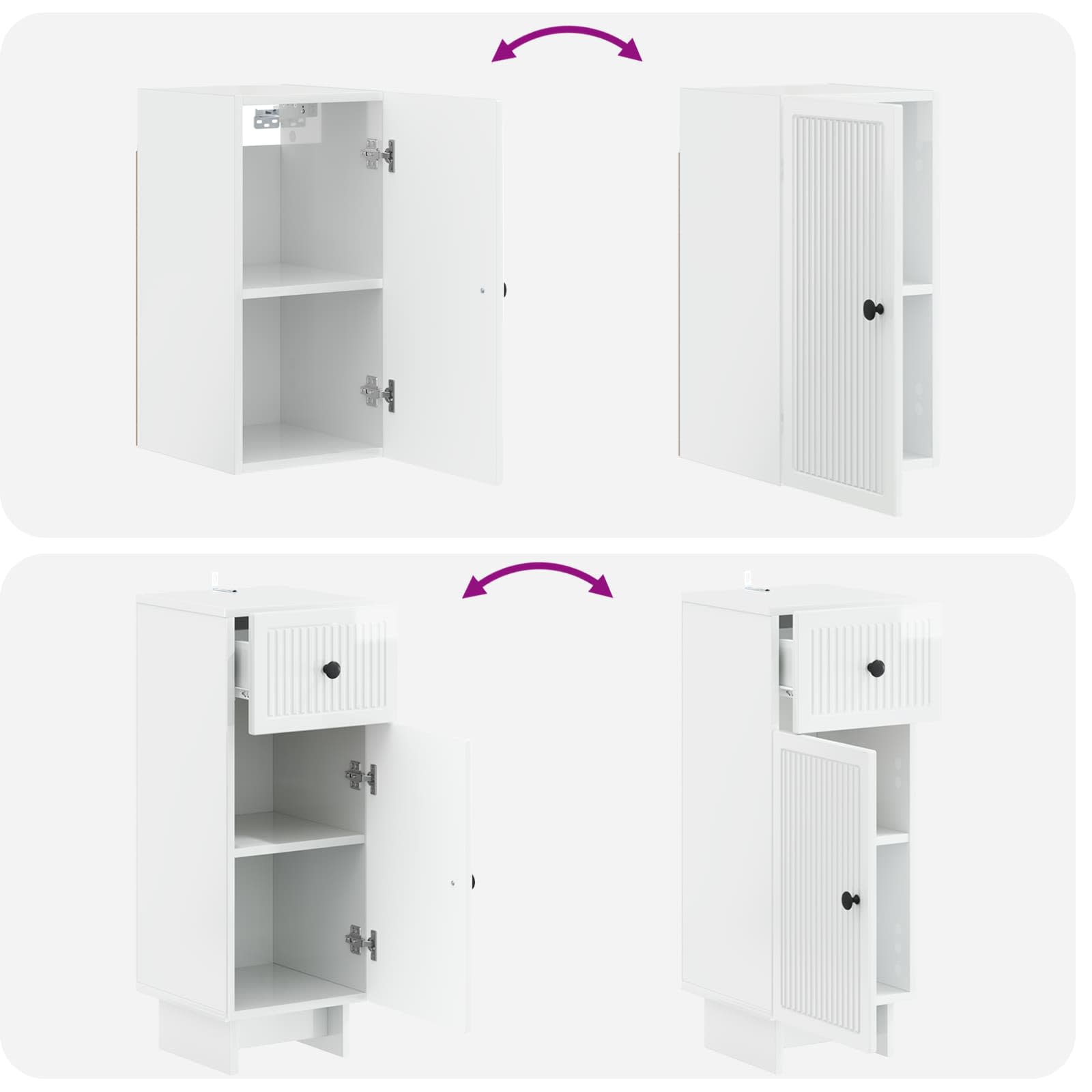 3-delige badkamerkast set EDE Hoogglans Wit Bewerkt hout is nu te koop bij PeponiXL, paradijselijk wonen!