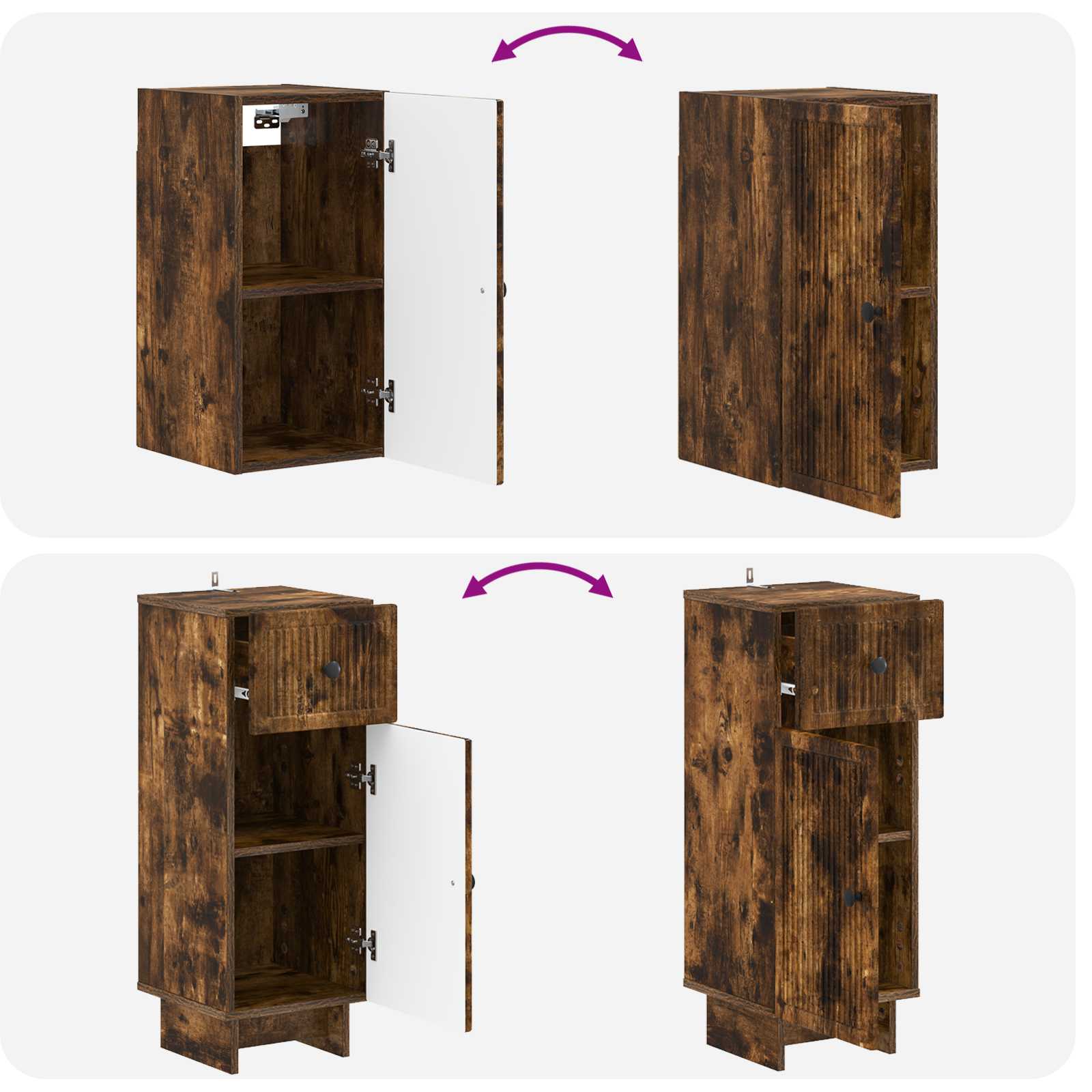3-delige badkamerkast set EDE Gerookt eiken Bewerkt hout is nu te koop bij PeponiXL, paradijselijk wonen!