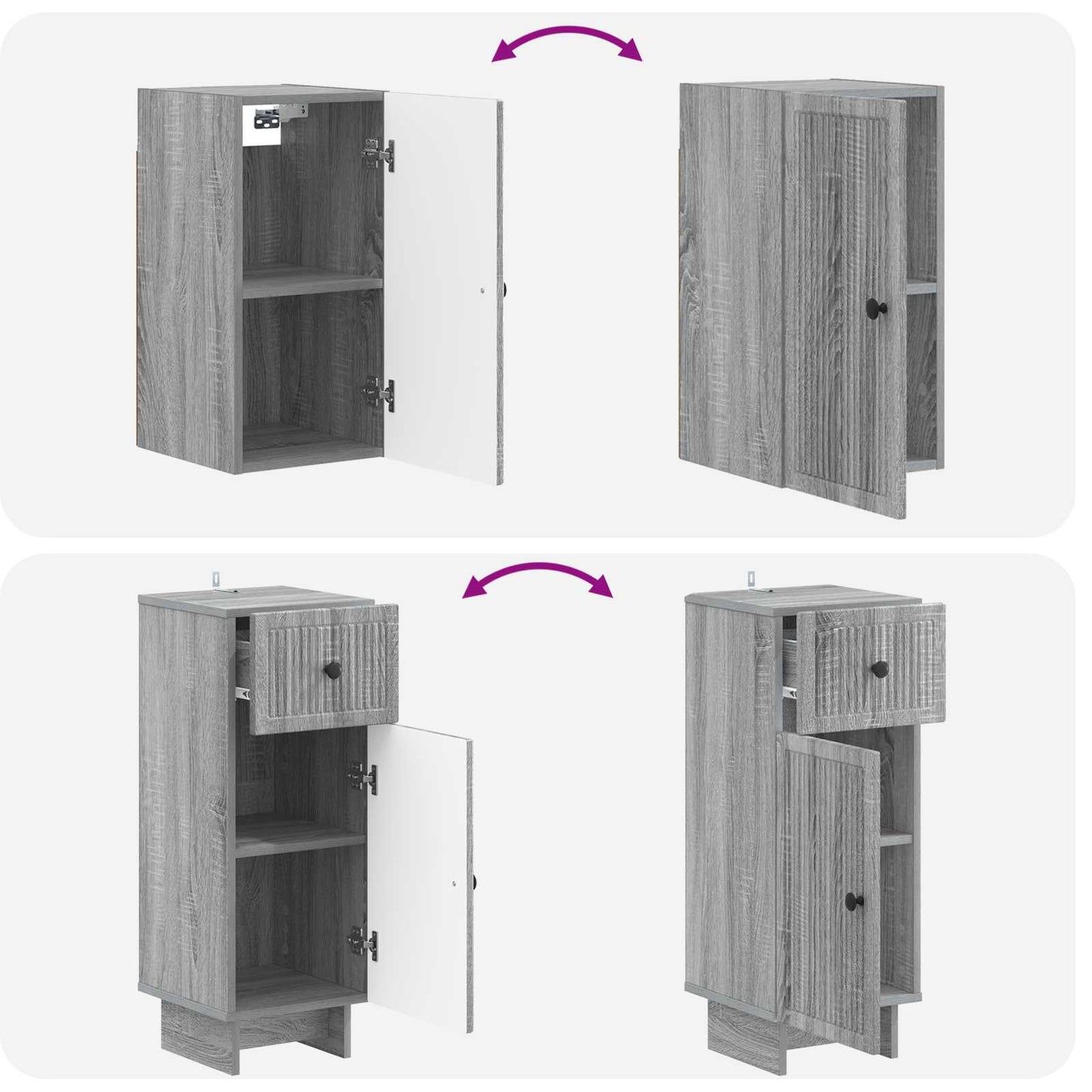 3-delige badkamerkast set EDE Grijs Sonoma Bewerkt hout is nu te koop bij PeponiXL, paradijselijk wonen!
