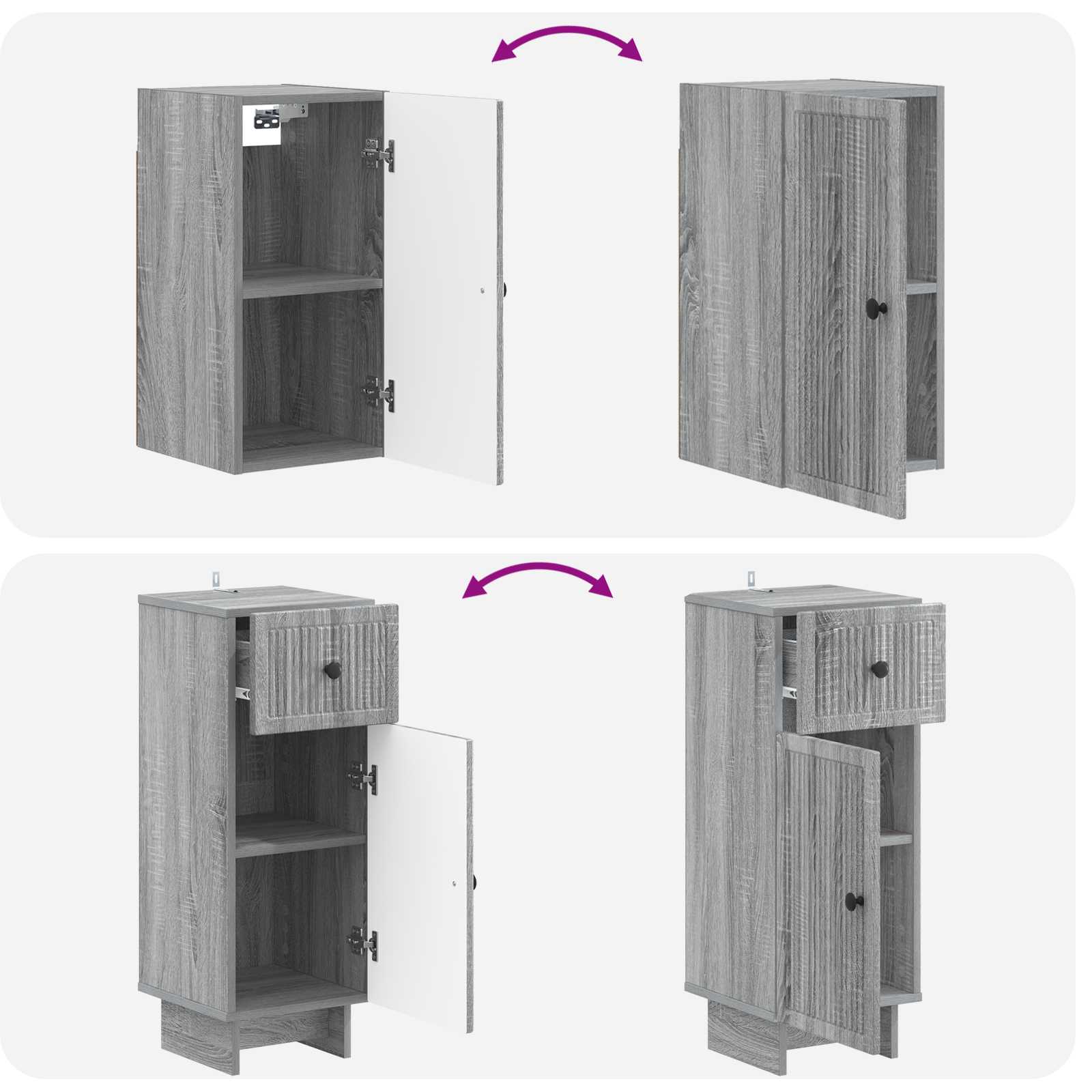 3-delige badkamerkast set EDE Grijs Sonoma Bewerkt hout is nu te koop bij PeponiXL, paradijselijk wonen!