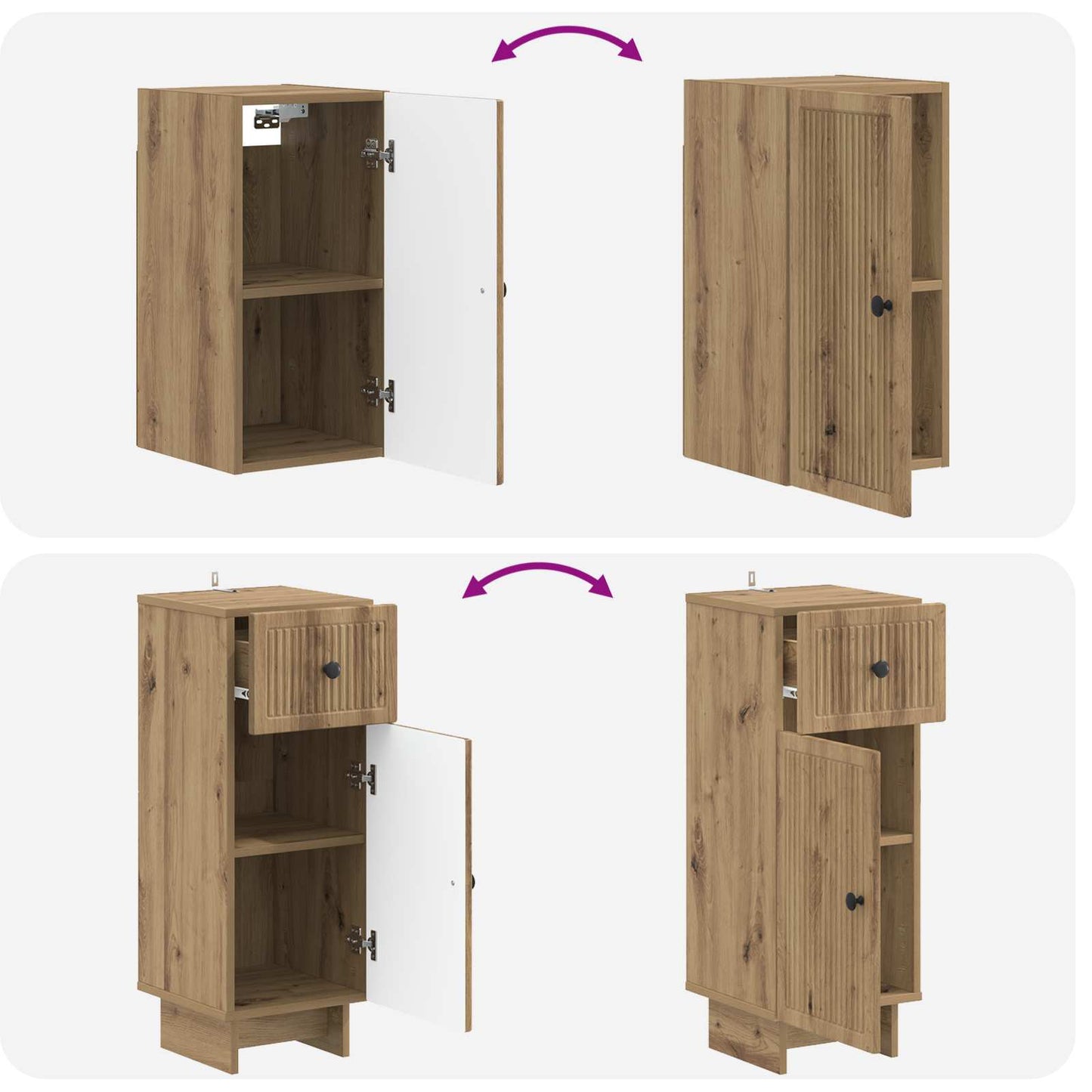 3-delige badkamerkast set EDE Artisanaal eiken Bewerkt hout is nu te koop bij PeponiXL, paradijselijk wonen!