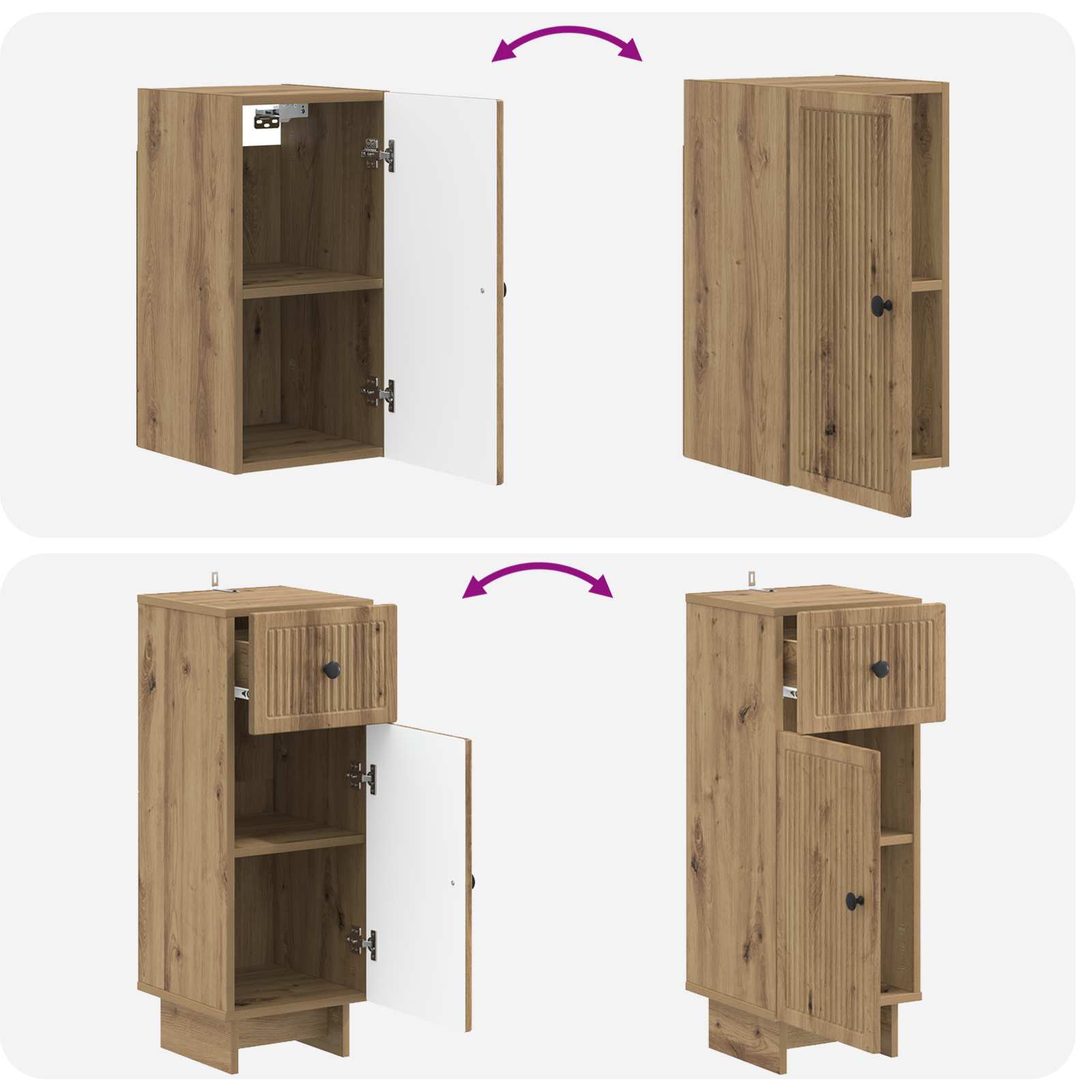 3-delige badkamerkast set EDE Artisanaal eiken Bewerkt hout is nu te koop bij PeponiXL, paradijselijk wonen!