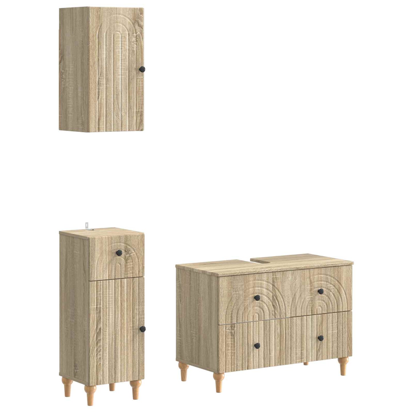 3-delige badkamerkast set ALKMAAR Sonoma Eiken Bewerkt hout is nu te koop bij PeponiXL, paradijselijk wonen!