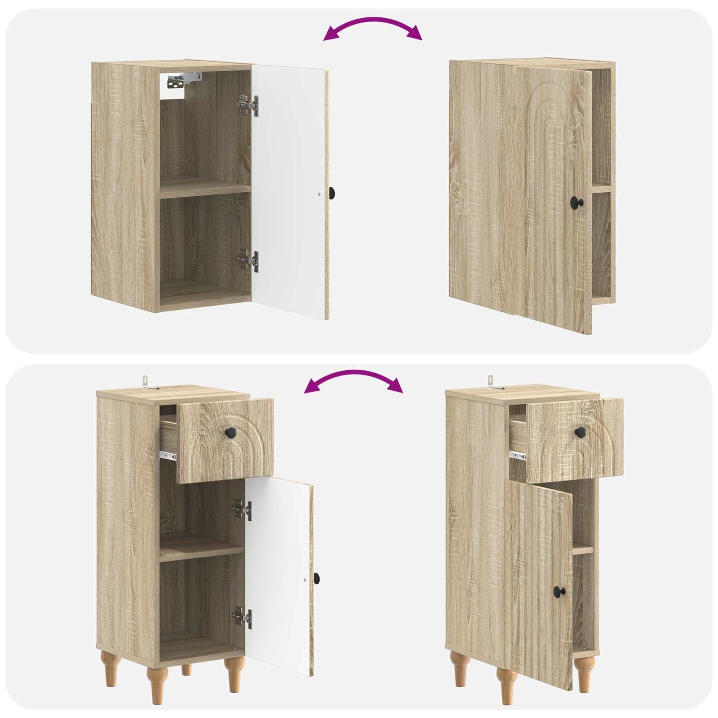 3-delige badkamerkast set ALKMAAR Sonoma Eiken Bewerkt hout is nu te koop bij PeponiXL, paradijselijk wonen!
