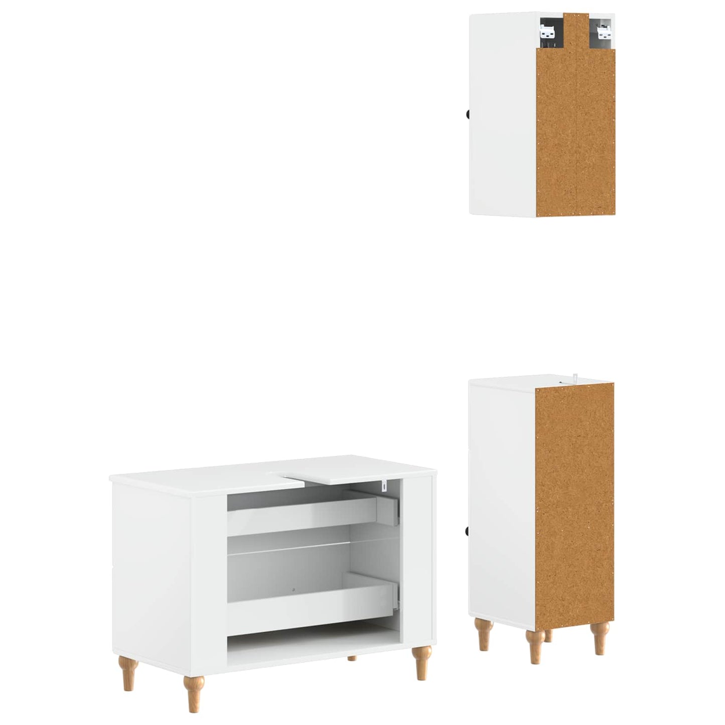 3-delige badkamerkast set ALKMAAR Hoogglans Wit Bewerkt hout is nu te koop bij PeponiXL, paradijselijk wonen!