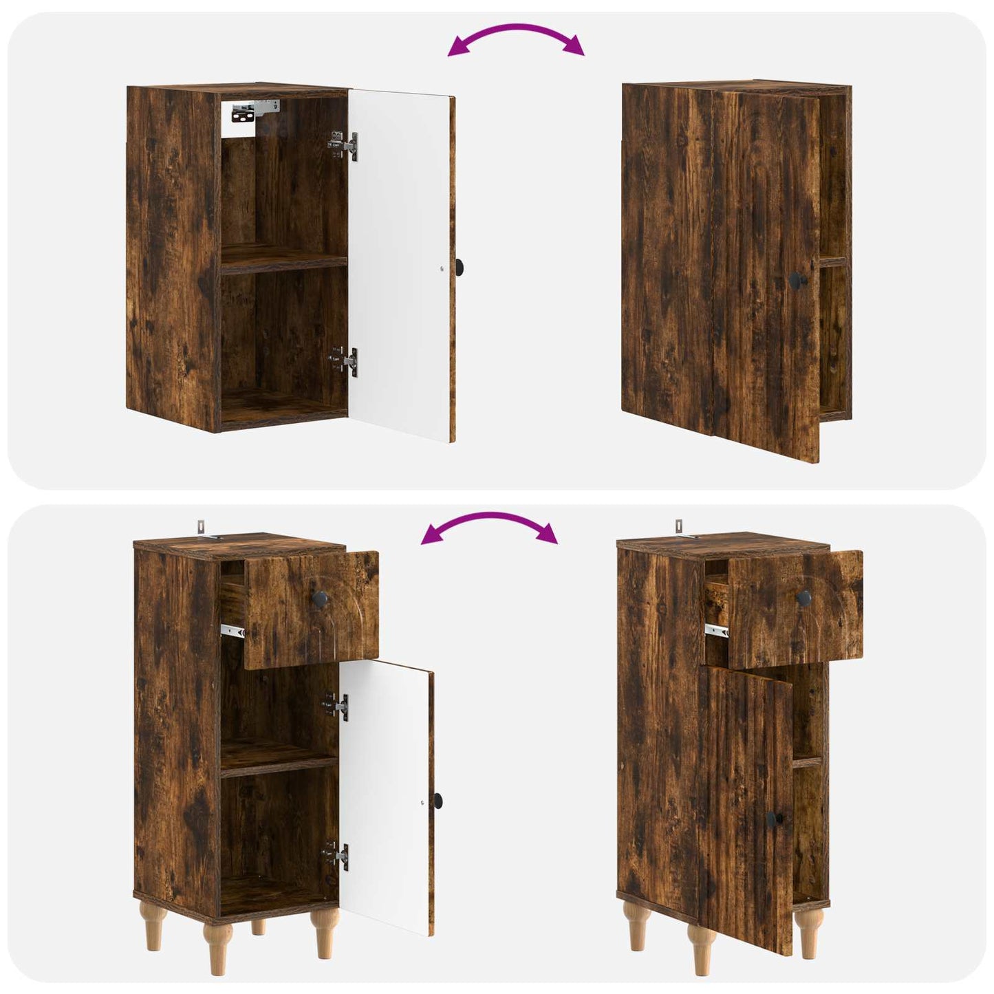 3-delige badkamerkast set ALKMAAR Gerookt eiken Bewerkt hout is nu te koop bij PeponiXL, paradijselijk wonen!