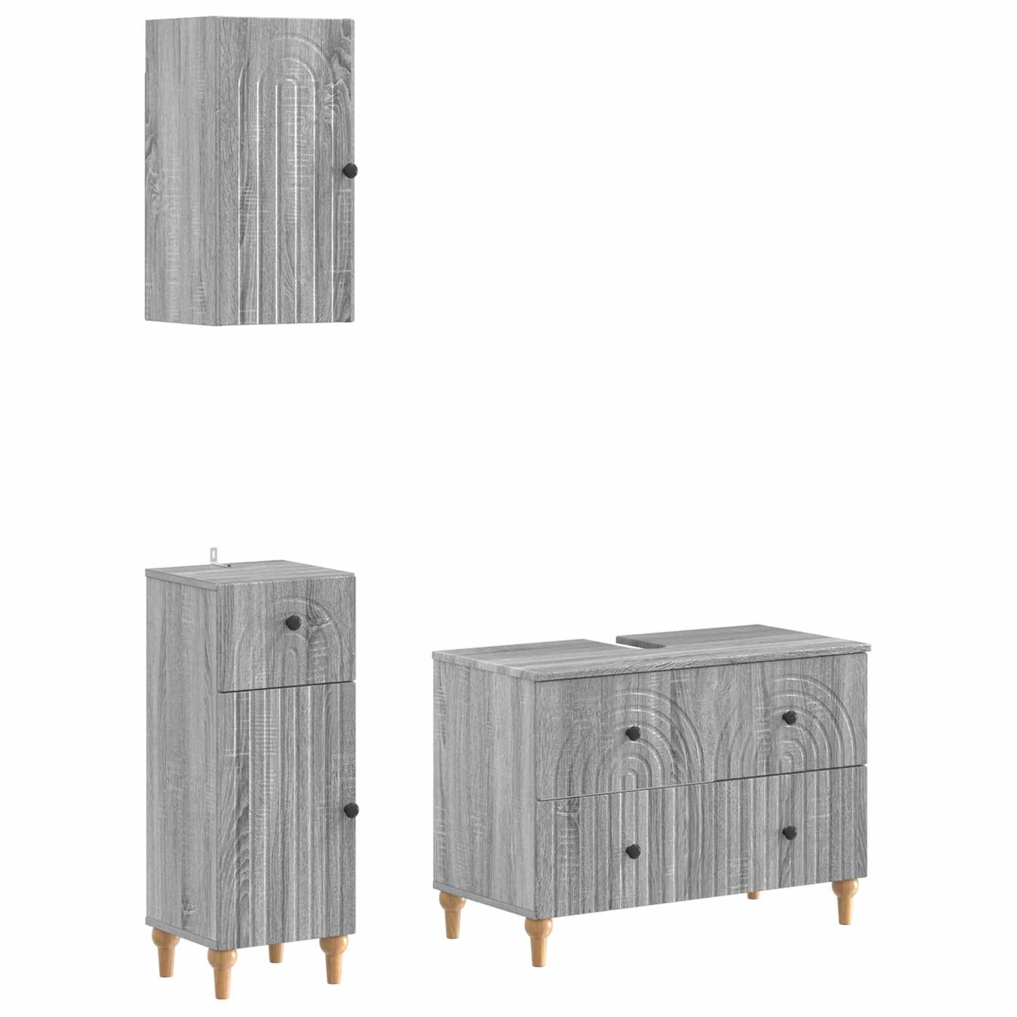 3-delige badkamerkast set ALKMAAR Grijs Sonoma Bewerkt hout is nu te koop bij PeponiXL, paradijselijk wonen!