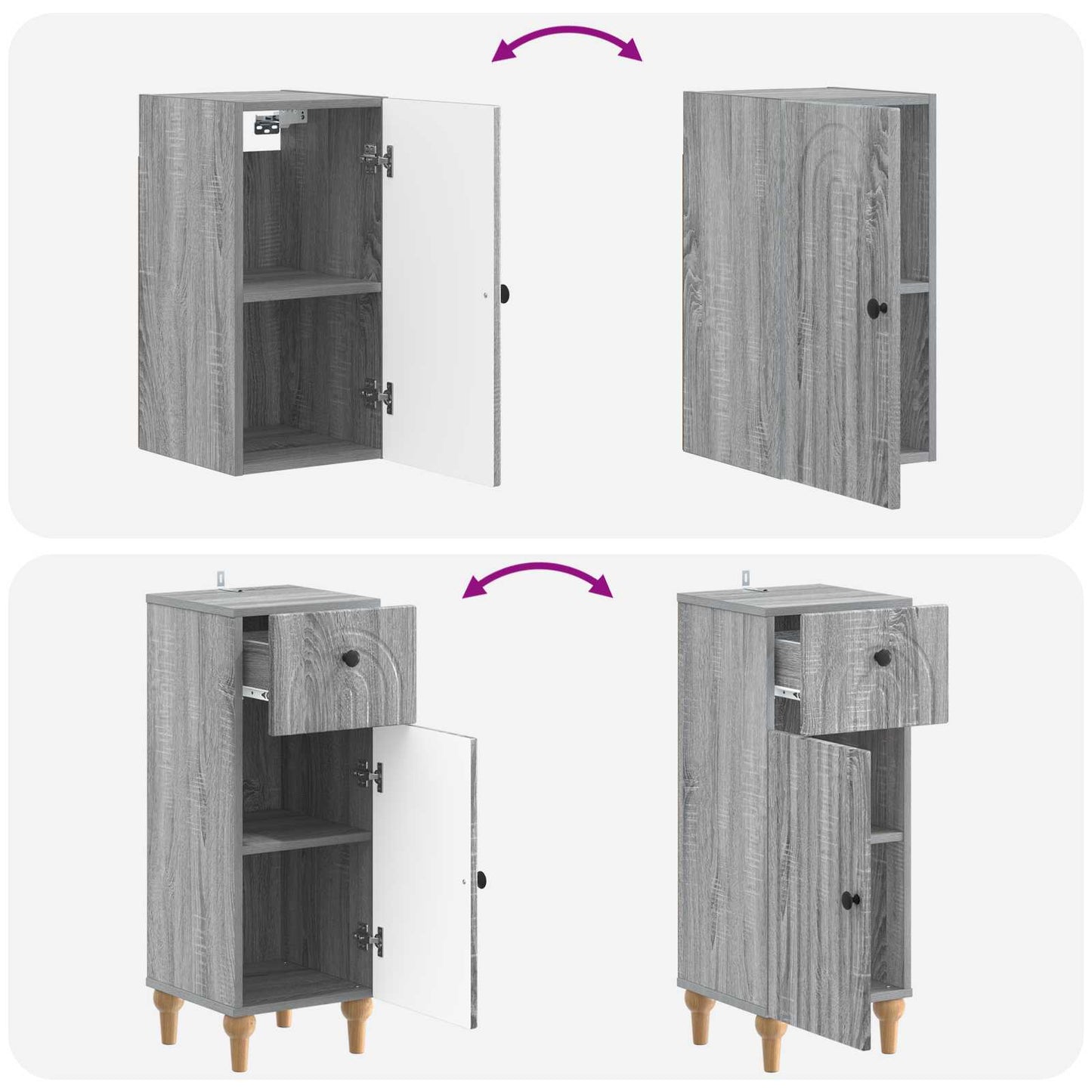 3-delige badkamerkast set ALKMAAR Grijs Sonoma Bewerkt hout is nu te koop bij PeponiXL, paradijselijk wonen!