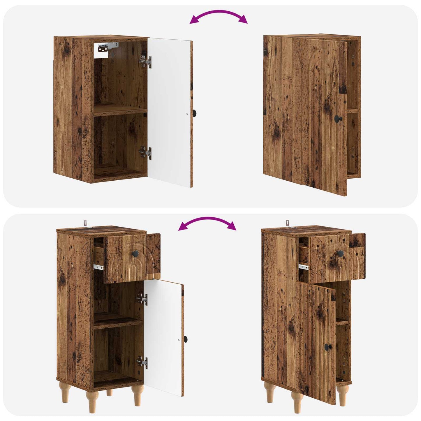 3-delige badkamerkast set ALKMAAR Oud hout Bewerkt hout is nu te koop bij PeponiXL, paradijselijk wonen!