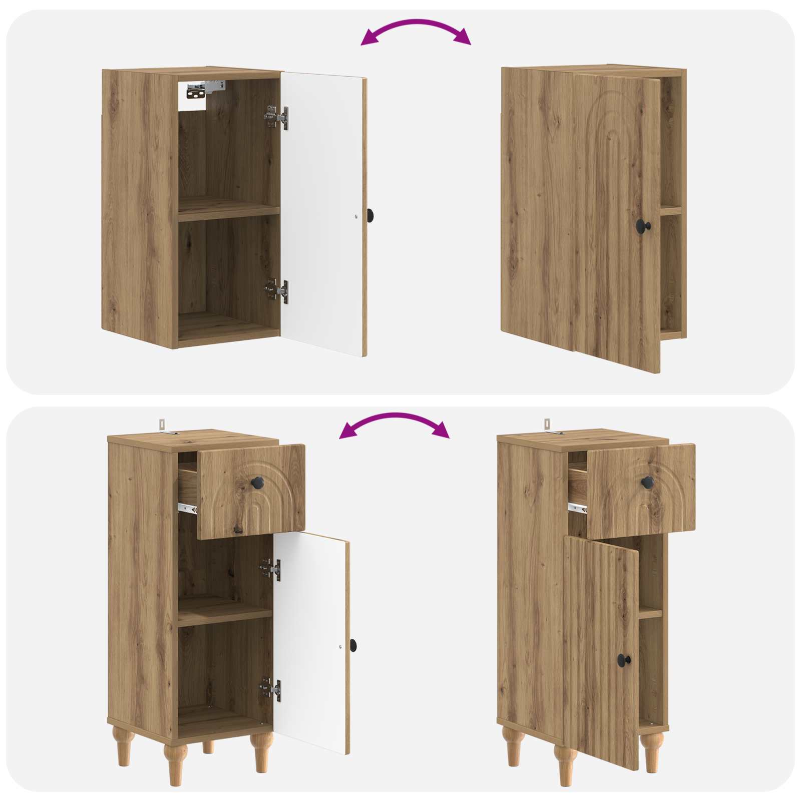 3-delige badkamerkast set ALKMAAR Artisanaal eiken Bewerkt hout is nu te koop bij PeponiXL, paradijselijk wonen!