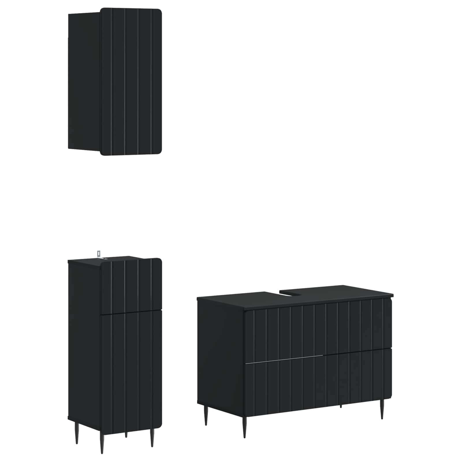 3-delige badkamerkast set ZWOLLE Zwart Bewerkt hout is nu te koop bij PeponiXL, paradijselijk wonen!