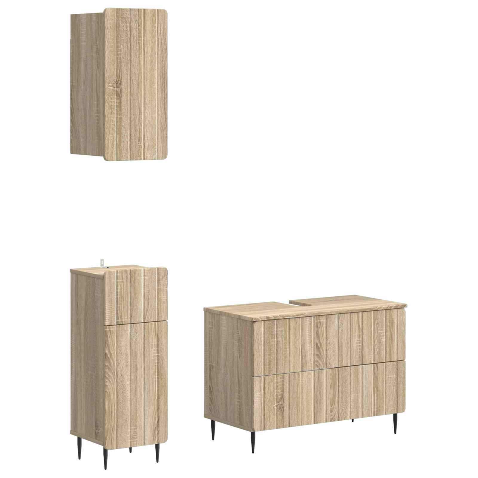 3-delige badkamerkast set ZWOLLE Sonoma Eiken Bewerkt hout is nu te koop bij PeponiXL, paradijselijk wonen!