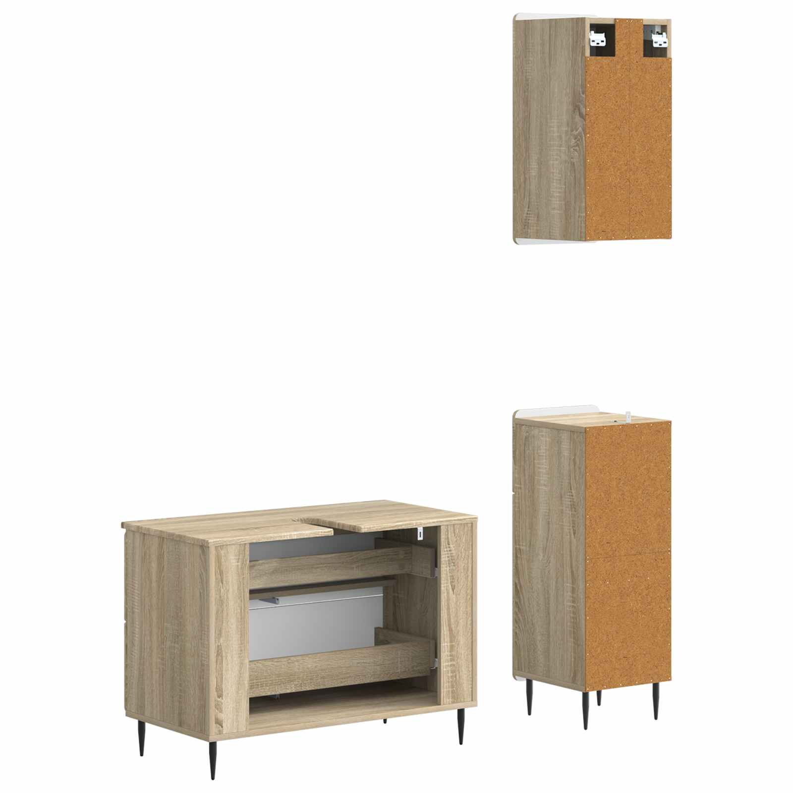 3-delige badkamerkast set ZWOLLE Sonoma Eiken Bewerkt hout is nu te koop bij PeponiXL, paradijselijk wonen!