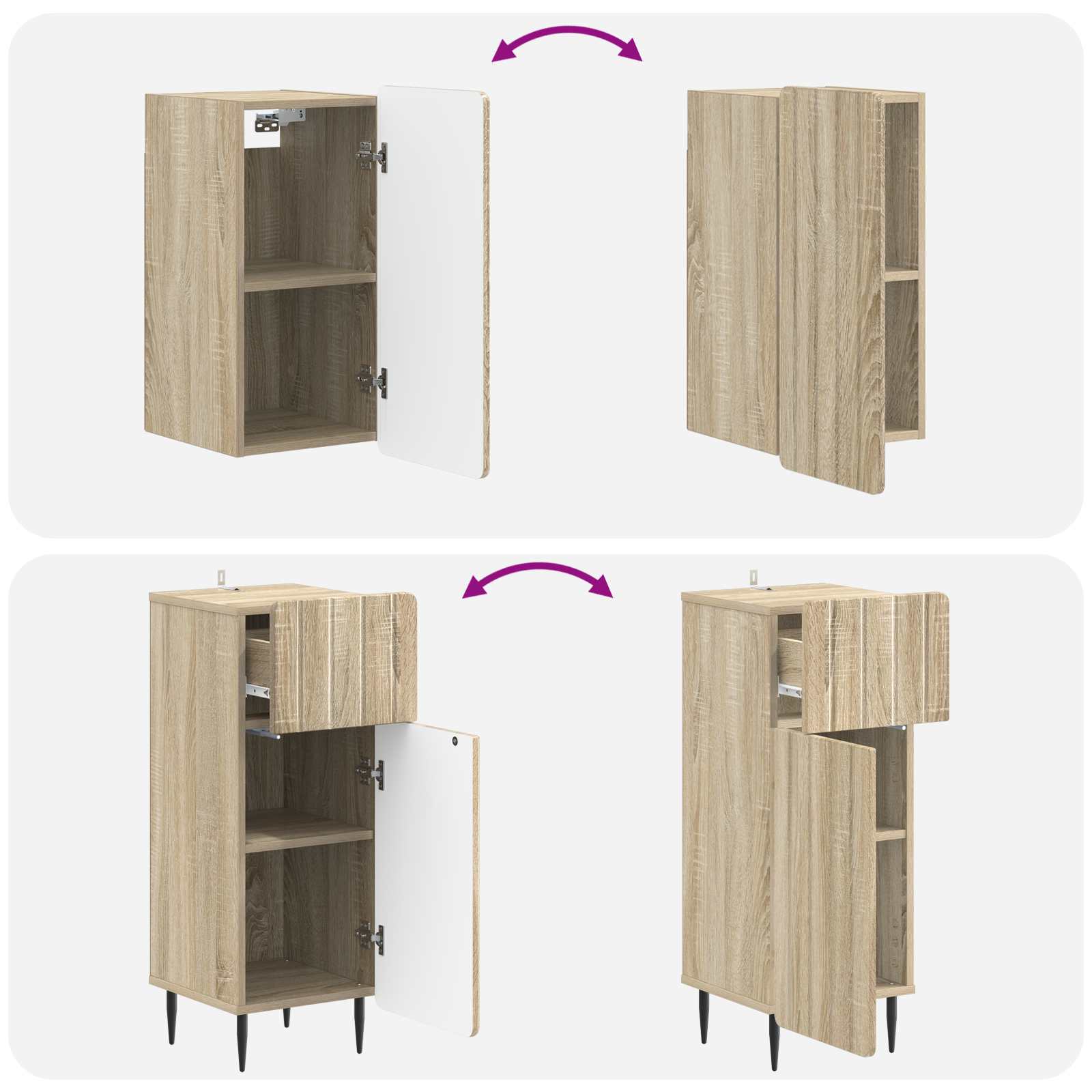 3-delige badkamerkast set ZWOLLE Sonoma Eiken Bewerkt hout is nu te koop bij PeponiXL, paradijselijk wonen!