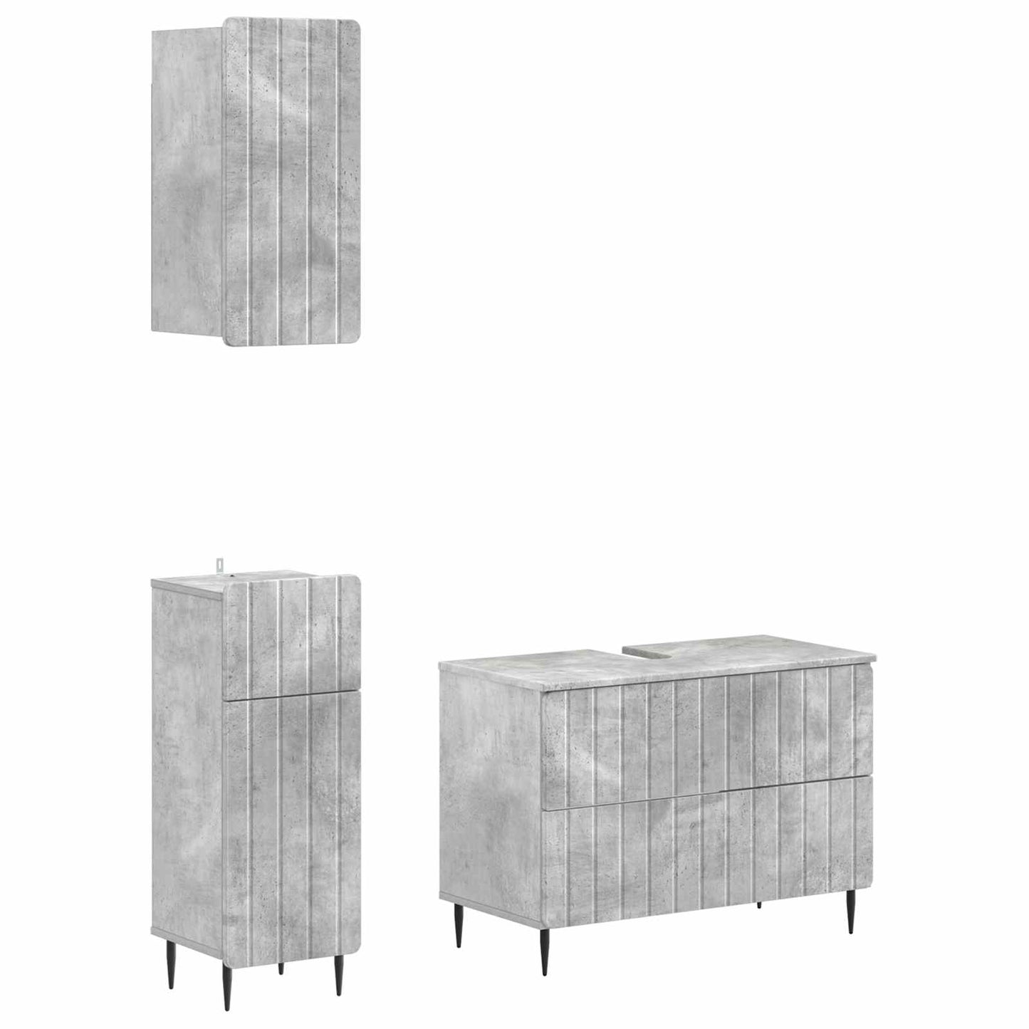 3-delige badkamerkast set ZWOLLE Betongrijs Bewerkt hout is nu te koop bij PeponiXL, paradijselijk wonen!