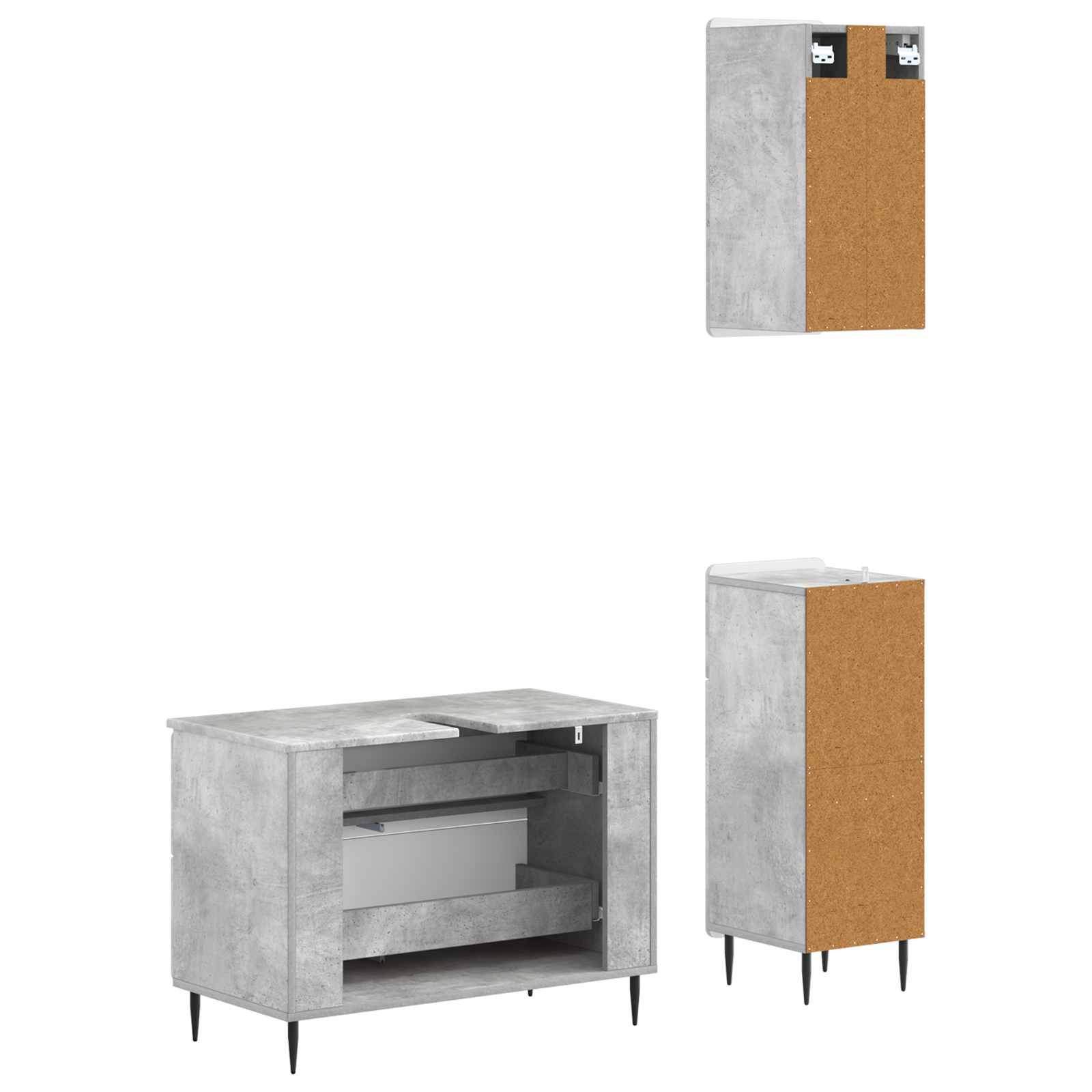 3-delige badkamerkast set ZWOLLE Betongrijs Bewerkt hout is nu te koop bij PeponiXL, paradijselijk wonen!