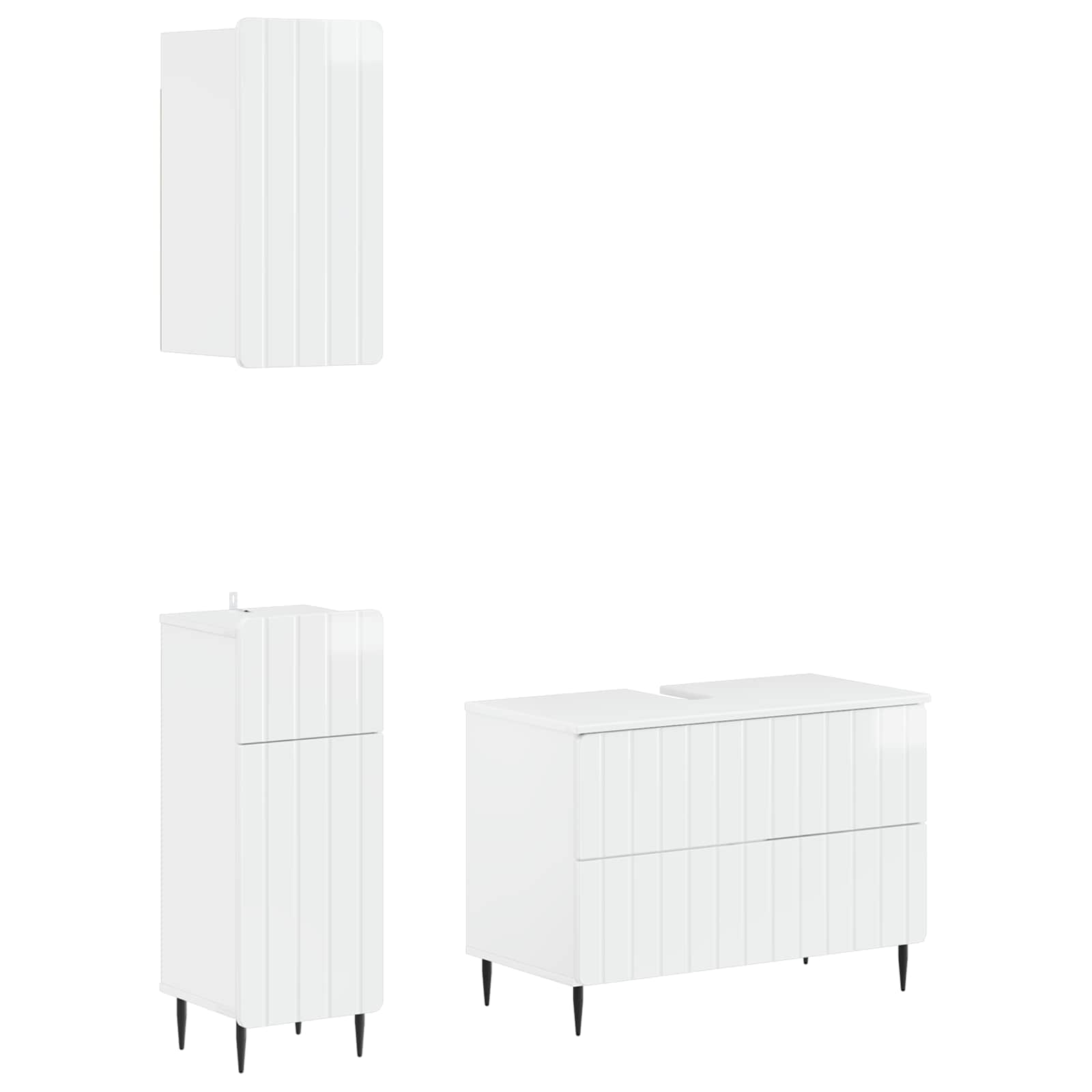 3-delige badkamerkast set ZWOLLE Hoogglans Wit Bewerkt hout is nu te koop bij PeponiXL, paradijselijk wonen!
