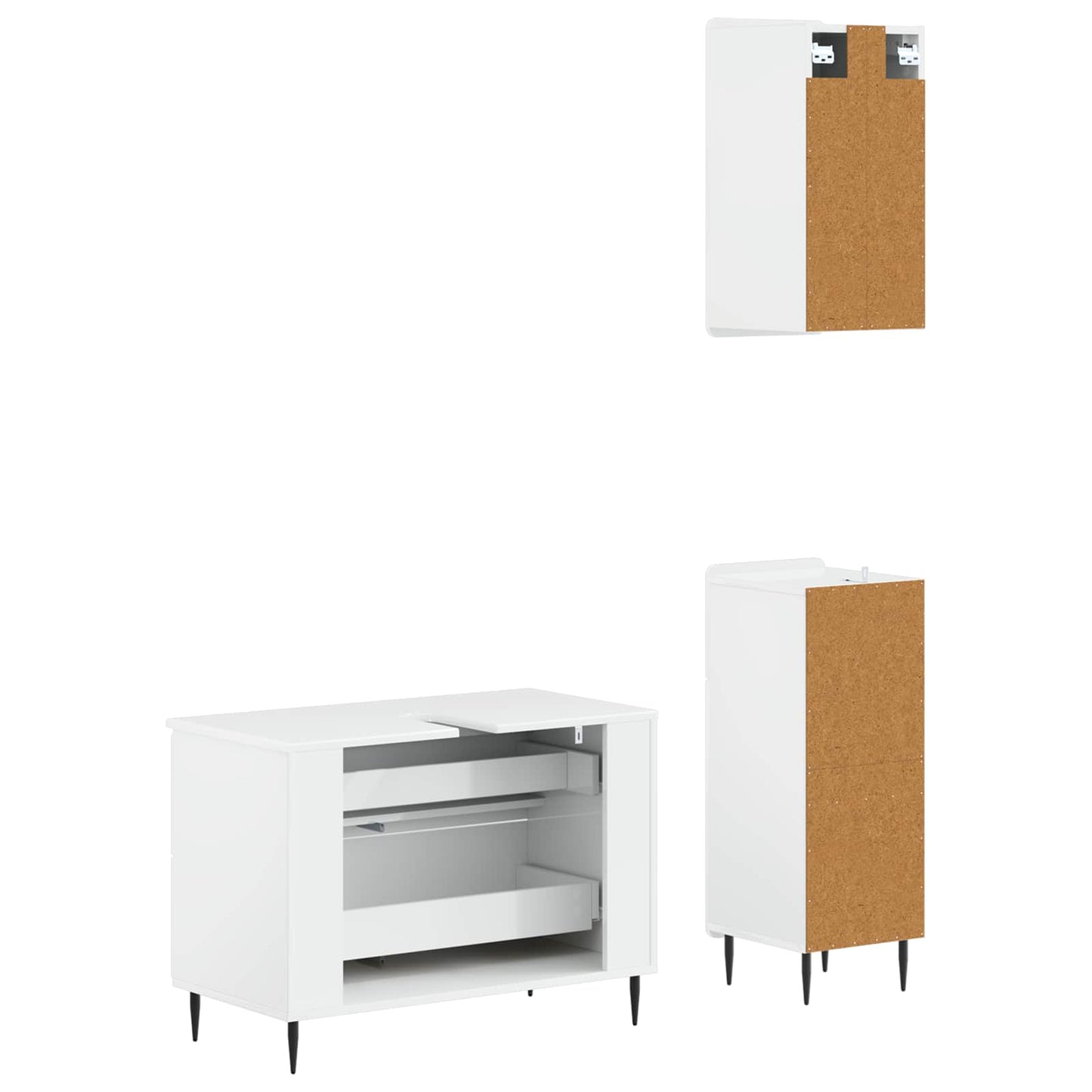 3-delige badkamerkast set ZWOLLE Hoogglans Wit Bewerkt hout is nu te koop bij PeponiXL, paradijselijk wonen!